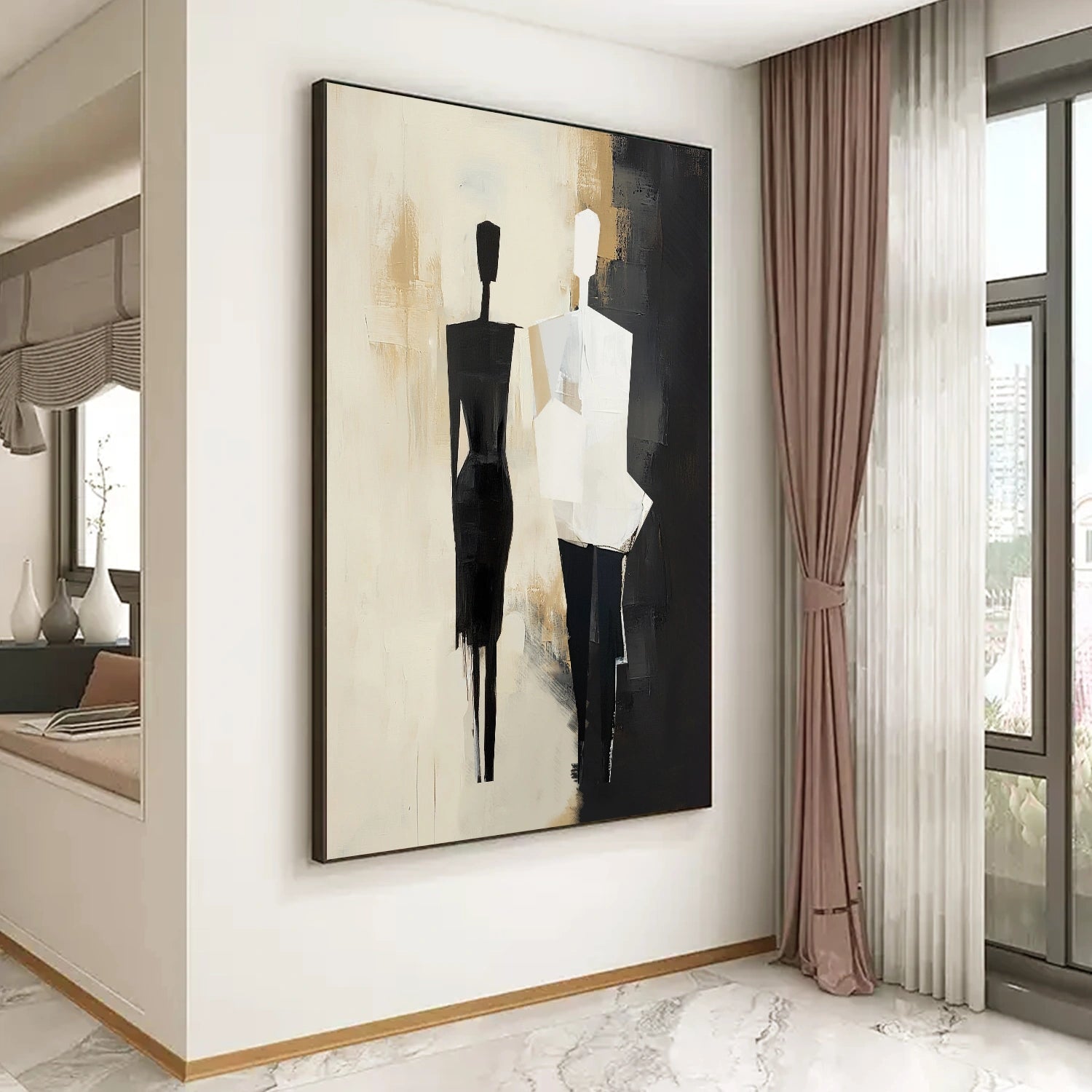 Contemporary Abstract Minimalist Wall Art Painting - Modern Home Decor for Living Room, Bedroom & Office | #CW002