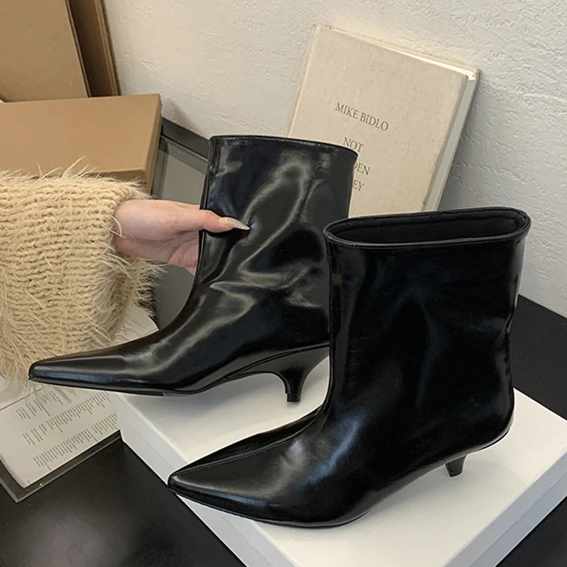 Eilyken Women's Pointed Toe Ankle Boots - Fashion Low Heel Dress Pumps for Winter 2025 | Elegant Short Booties for Office, Party & Casual Wear