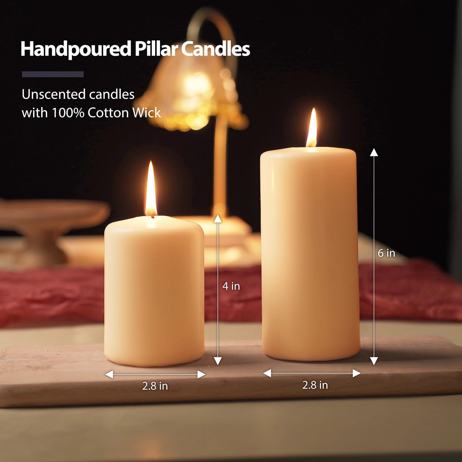 12 Pack Unscented Pillar Candles - 70 Hours Burn Time, Smokeless, 2.8