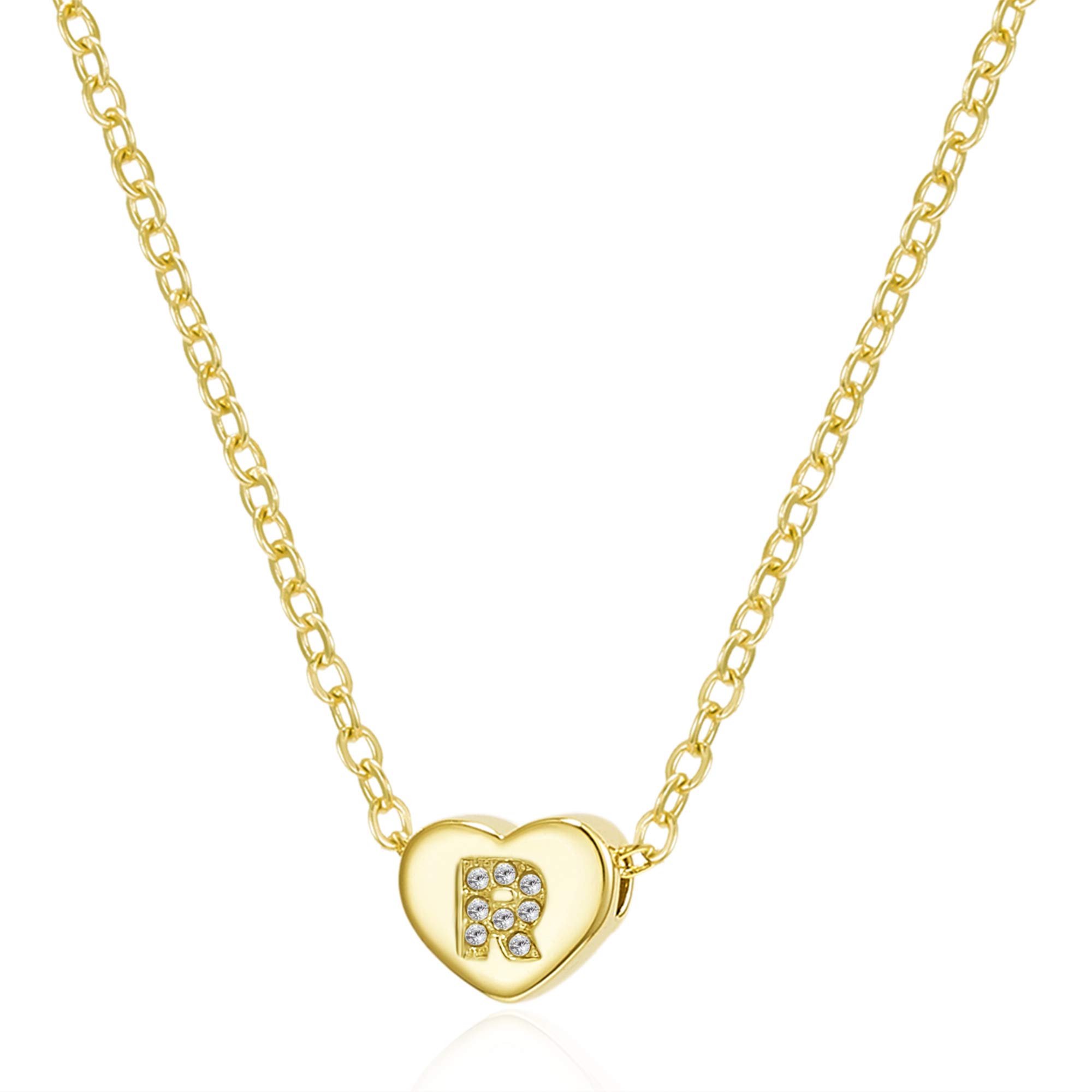 Tiny Heart Initial Necklace 14K Gold Plated Letter Pendant A-Z, Layered Gold Chain Choker Necklace for Women & Girls - Perfect for Valentine's Day, Anniversary Gifts & Everyday Jewelry