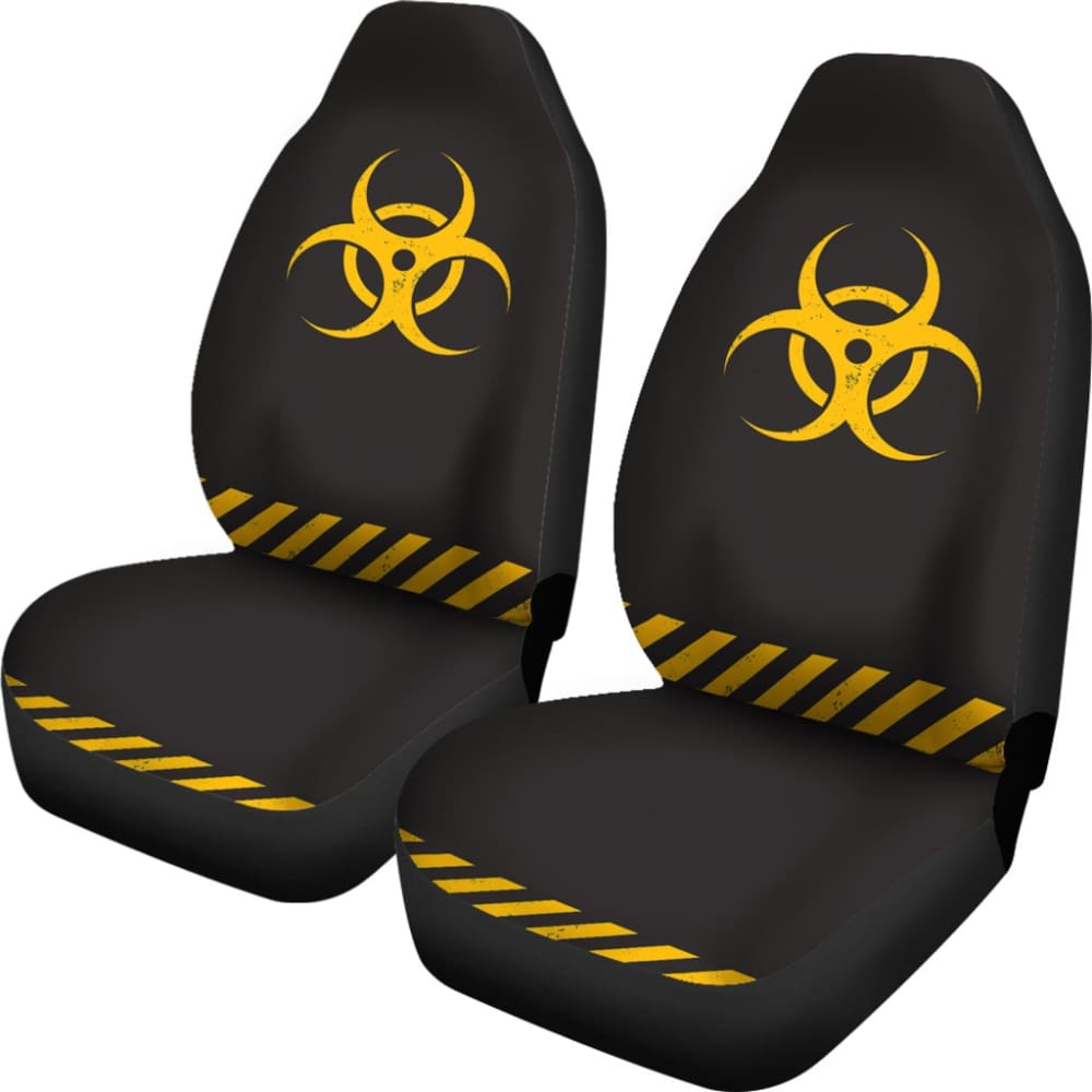 Premium Black & Yellow Biohazard Print Car Seat Covers - Universal Fit for Cars, Trucks & SUVs - Waterproof & Anti-Slip Protection for Daily Commute, Road Trips & Outdoor Adventures