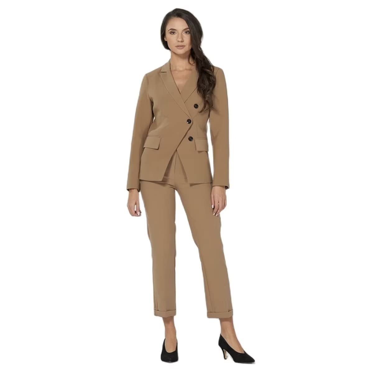 Elegant Women's Formal Suit Set - One Button Blazer & Pants for Business Office Work | Professional Workwear Outfit for Interviews, Meetings & Corporate Events