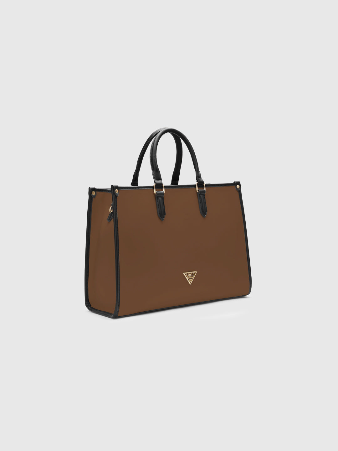 Lavie Signature Madisson Large Dark Tan Women's Box Tote Bag - Stylish & Spacious Handbag for Work, Travel & Everyday Use