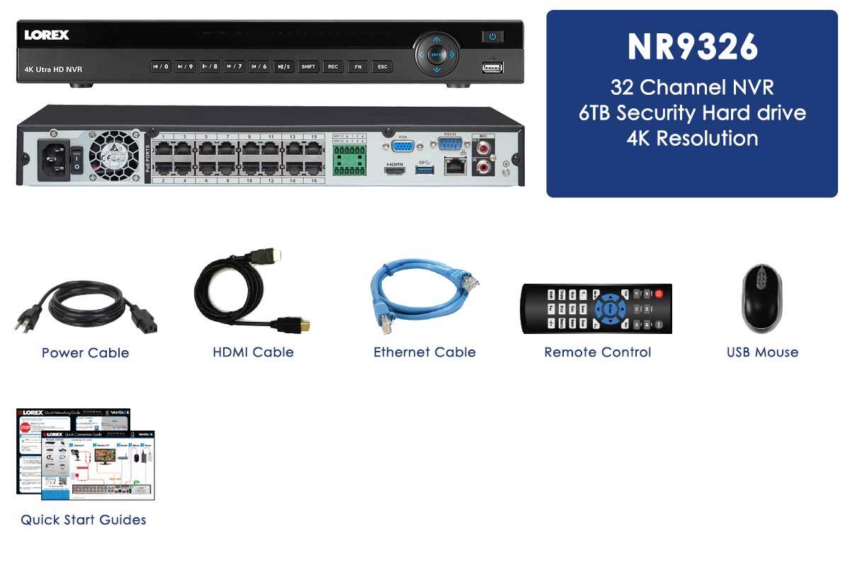 4K Ultra HD 32 Channel Security NVR System with 6TB HDD, POE Support, 30FPS 4K/1080p Recording & Audio - Ideal for Home Security, Business Surveillance & 24/7 Monitoring