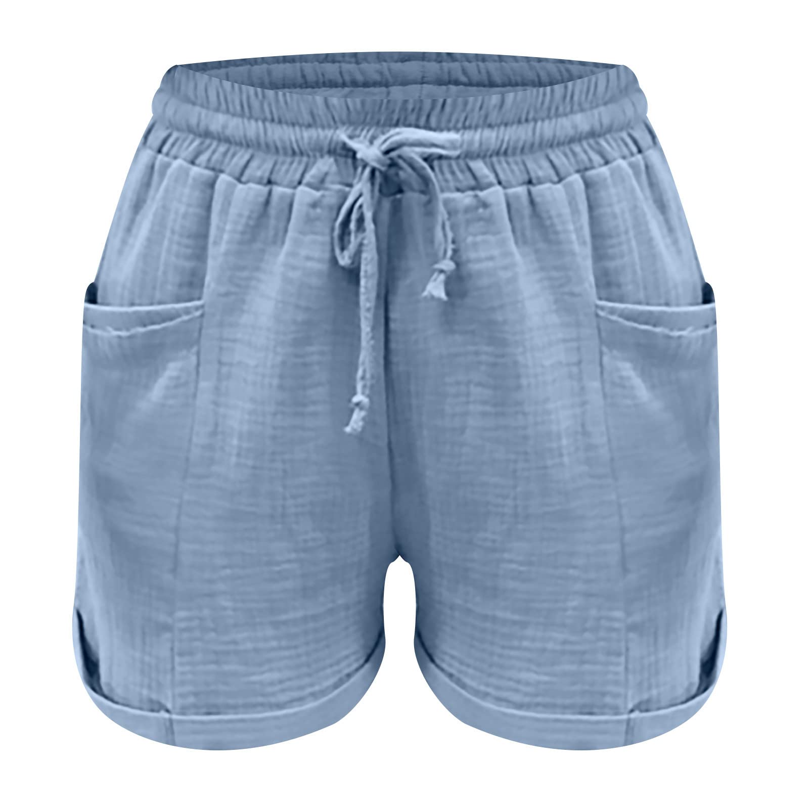 Women's High Waist Cotton Shorts with Pockets - Comfy Lounge & Casual Wear