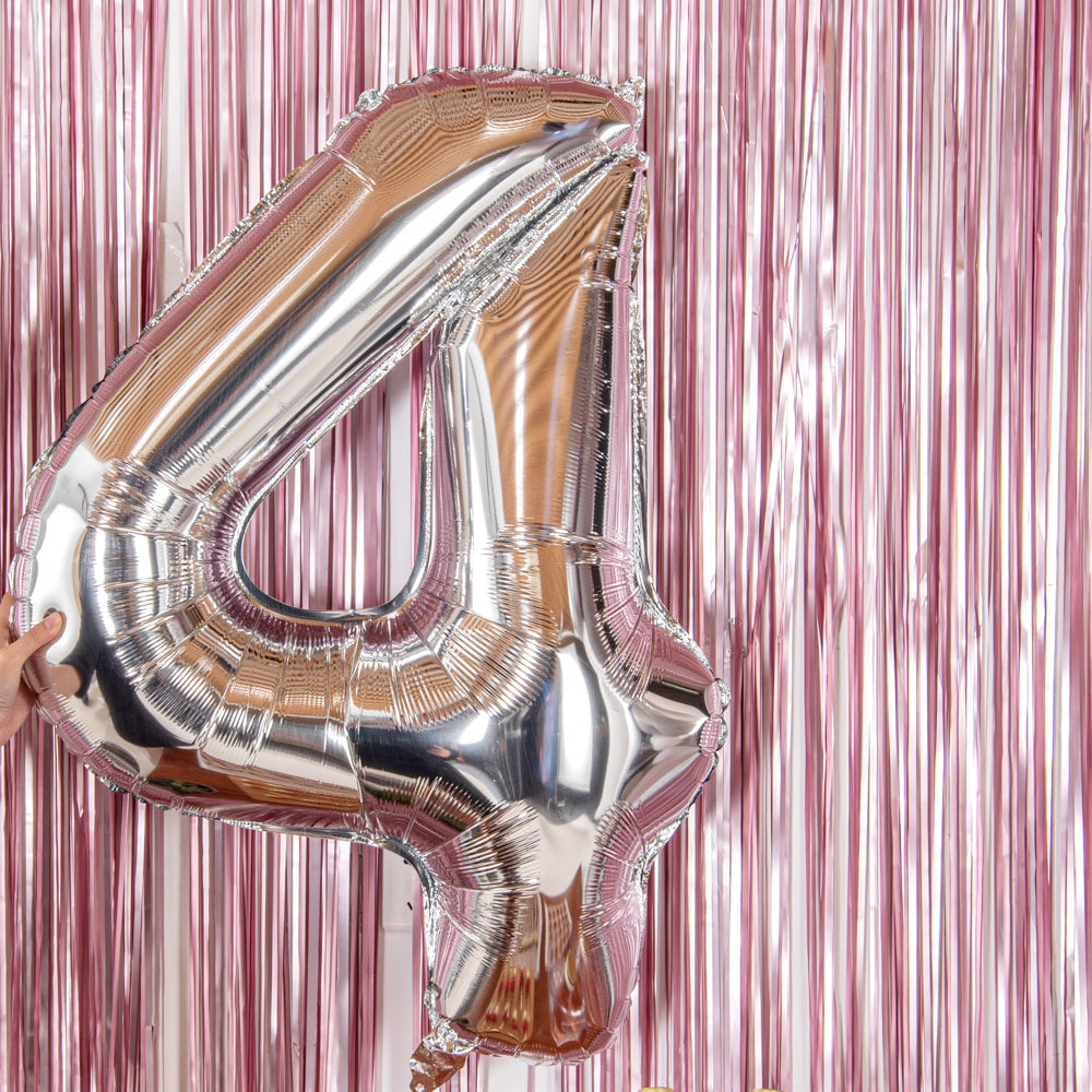 Balloonify Silver Mylar Number 4 Balloon - 40 Inch Large Foil Helium Balloon (1 Count) for Birthday Parties, Anniversaries & Special Events