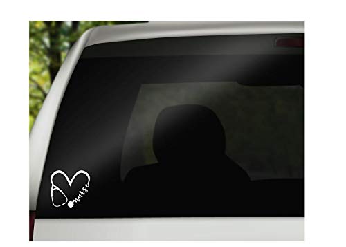 Nurse Heart Vinyl Decal - White 4.5 x 4.3 Inch - Made in USA by Foxtail Decals - Waterproof Sticker for Car Windows, Laptops, Tablets, Water Bottles - Perfect for Nurses, Medical Professionals & Healthcare Appreciation Gifts