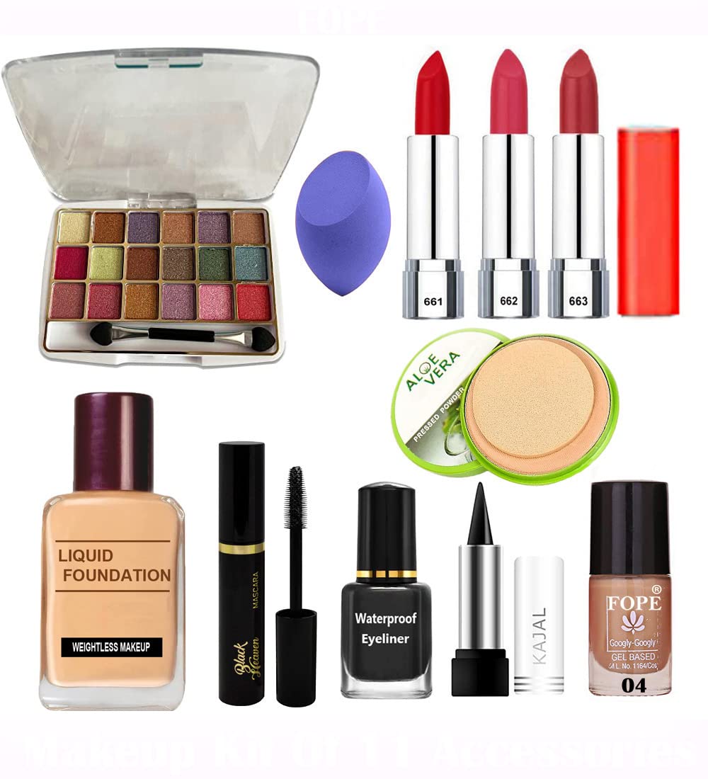 Fope Complete Travel Makeup Kit for Women & Girls - S19K04A2017 | Portable Cosmetic Set for Vacation, Business Trips & Everyday Use