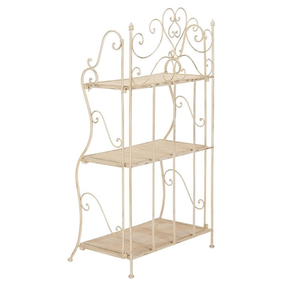SAFAVIEH PAT5022A Outdoor Collection Torus Pearl White 3-Tier Shelf - Modern Garden & Patio Decor for Plants, Books & Decorations