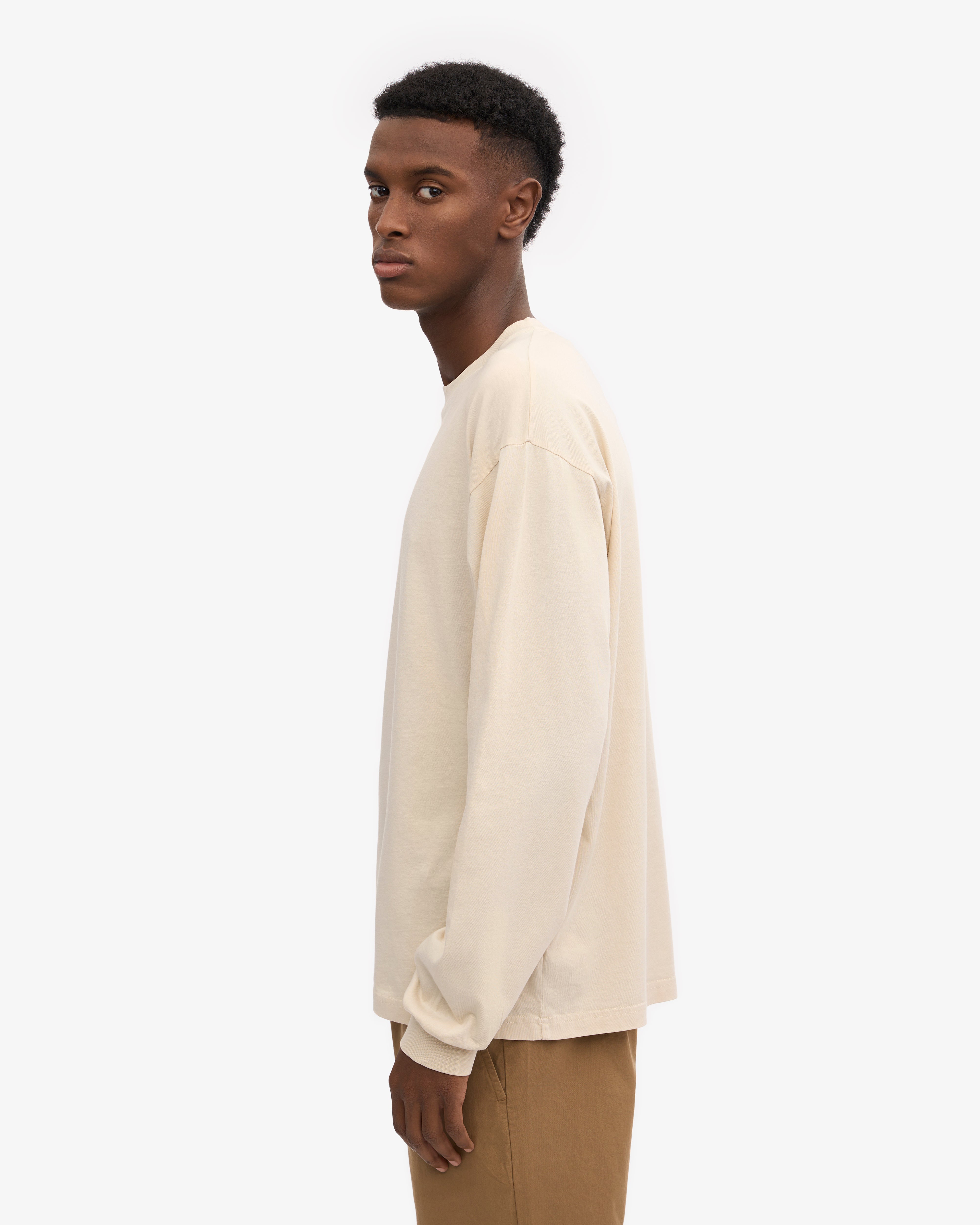 Organic Oversized Long Sleeve T-Shirt for Women - Soft Ivory White Cotton Top - Perfect for Casual Wear, Loungewear & Layering