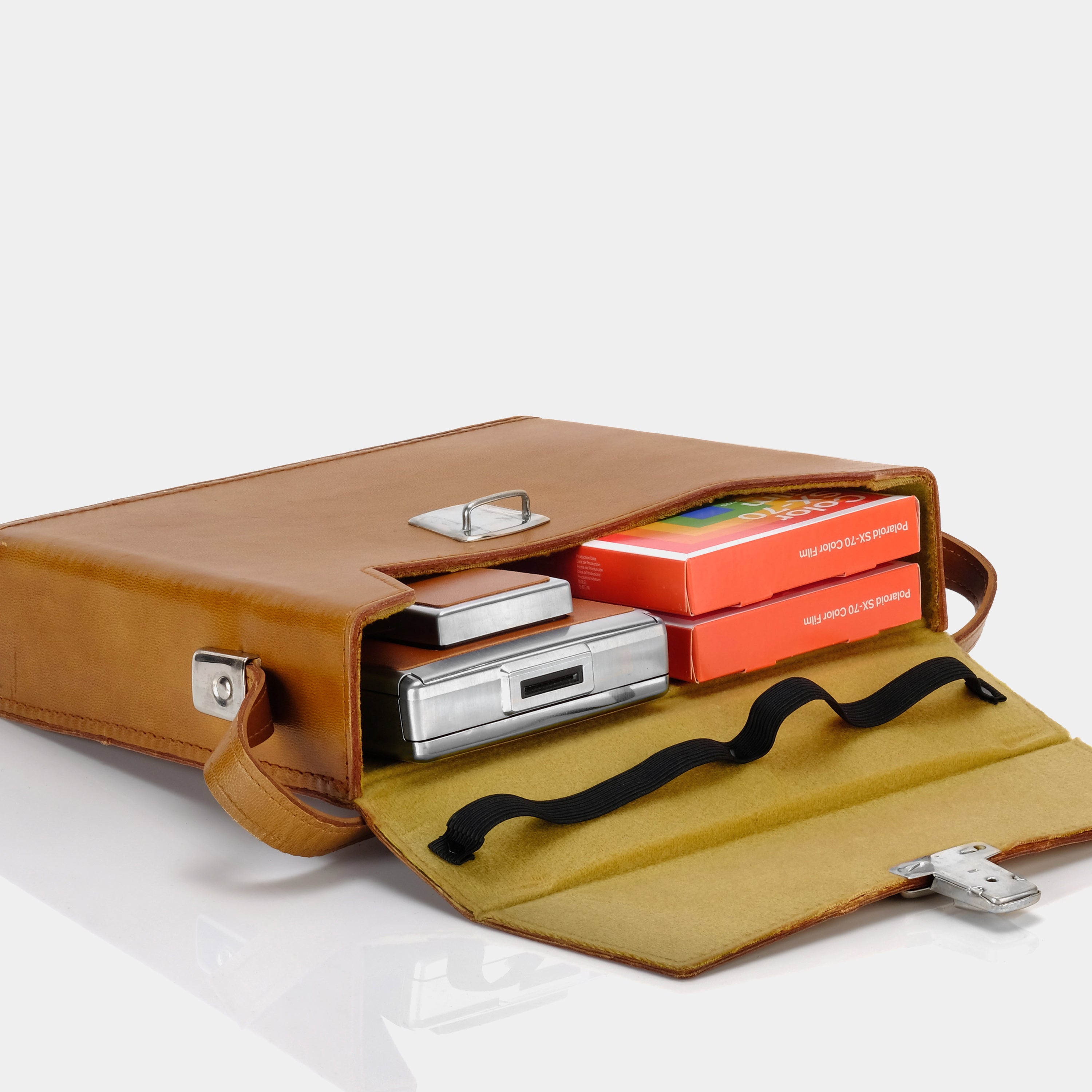Premium Brown Leather Folding Instant Camera Case - Protective Cover for Fujifilm Instax Mini, Polaroid & Vintage Cameras - Perfect for Travel, Parties & Photo Walks