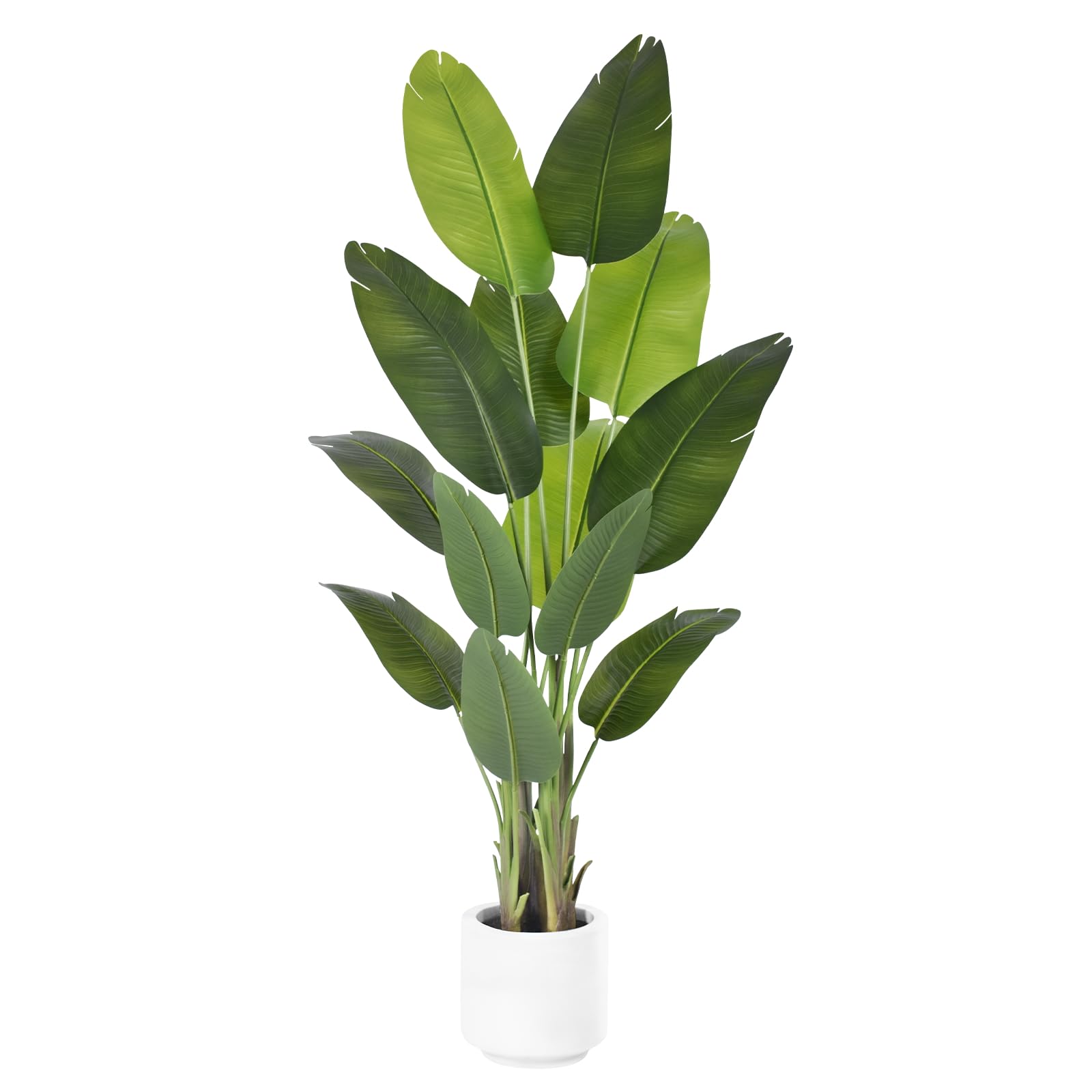 6Ft Tall Artificial Bird of Paradise Plant - Realistic Fake Tropical Palm Tree with 13 Silk Banana Leaves - Large Faux Indoor Plants for Home Decor in White Pot - Perfect for Living Room, Bedroom, Office & Tropical-Themed Spaces