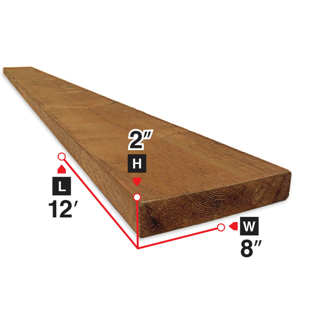 2 in. x 8 in. x 12 ft. Brown Pressure Treated Lumber - Durable Outdoor Wood for Decks, Fences & Landscaping Projects