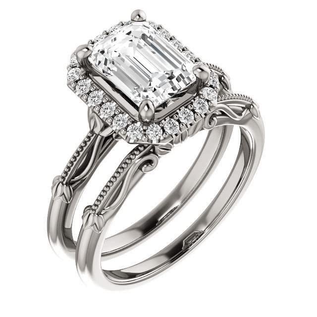 2 CT Emerald Cut Colorless Moissanite Engagement Ring Set for Women - 925 Sterling Silver Wedding Bridal Ring - Promise Ring Set for Her - Perfect for Proposals, Anniversaries & Special Occasions