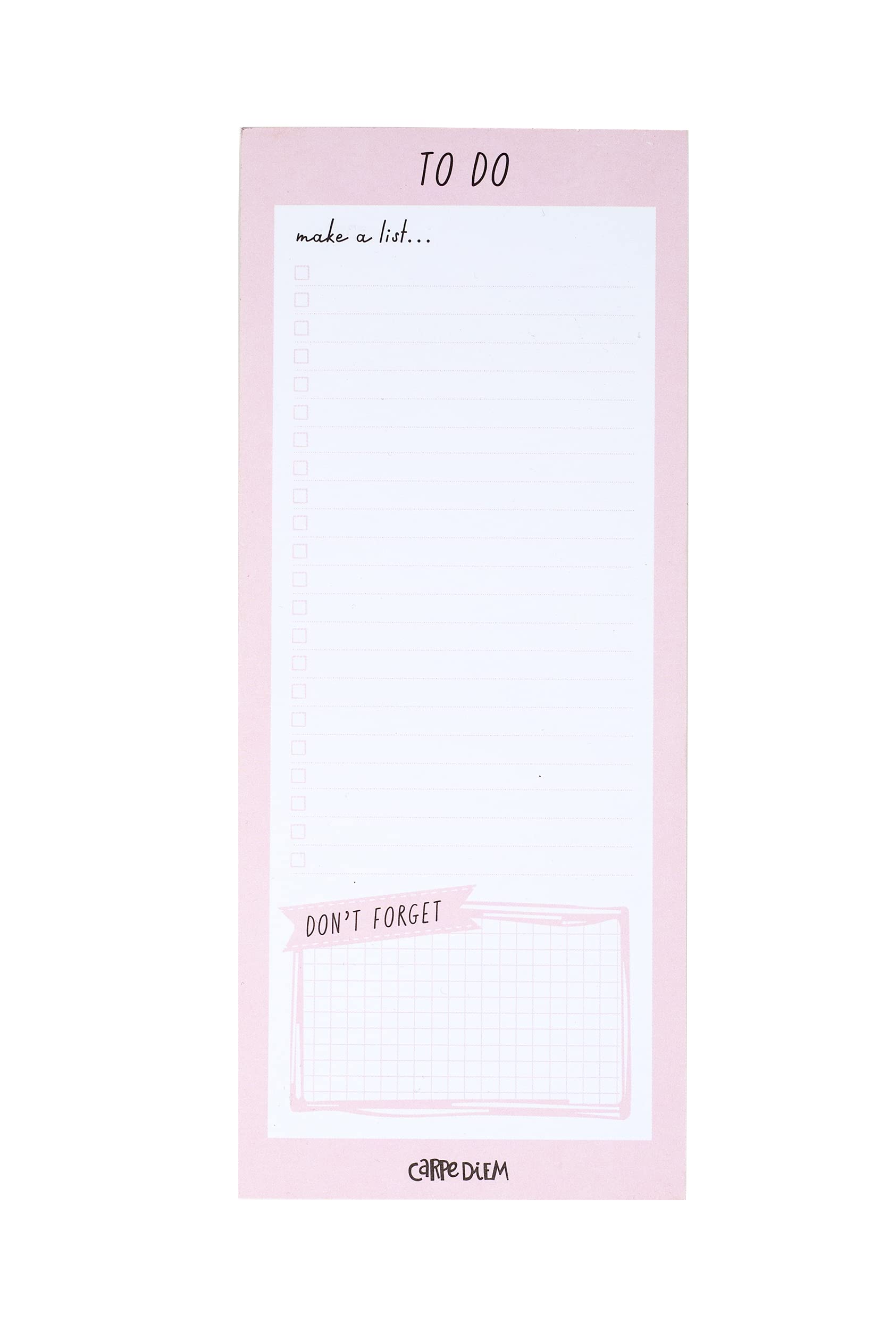 Pukka Pad Carpe Diem Magnetic To-Do List Memo Pad - 60 Sheets, 8.5 x 3.5 Inches, Ballerina Pink - Perfect for Grocery Lists, Shopping Lists, Office Tasks & Fridge Organization