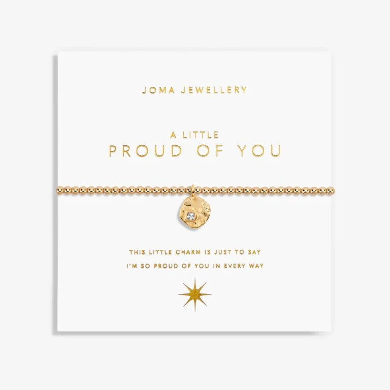 Joma Jewellery Gold Bracelet - A Little Proud Of You Engraved Charm Bangle | Perfect Gift for Women, Mom, Wife, Daughter | Birthday, Anniversary, Graduation Present