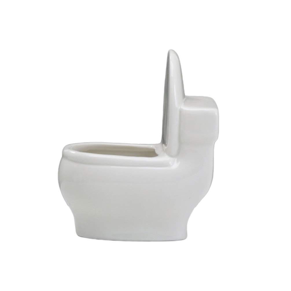 Cartoon Toilet Ceramic Succulent Planter - Small Flower & Cactus Pot for Fences, Home Desk & Garden Decoration | Perfect for Indoor Plants, Office Decor & Courtyard Landscaping