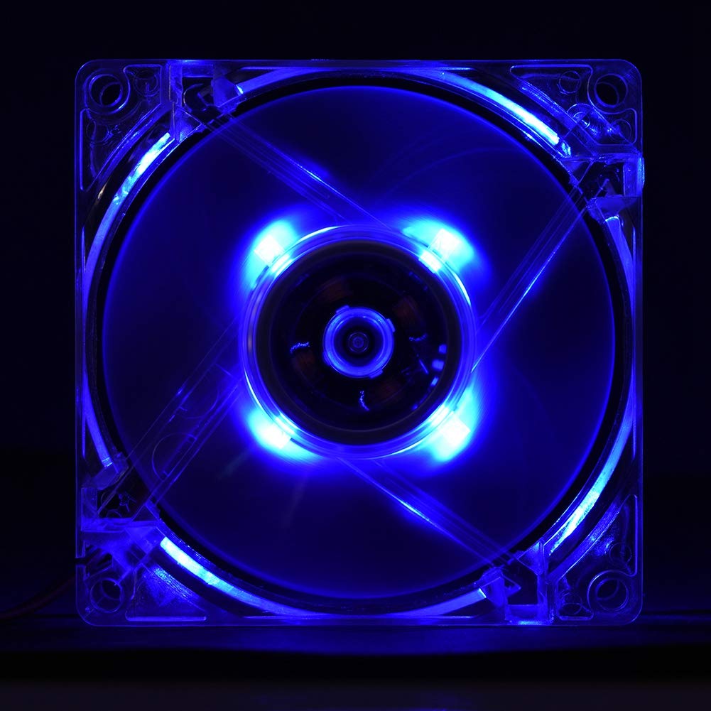 80mm LED PC Cooling Fan - 12V 4Pin Silent Computer Case Fan with Blue Lights | Perfect for Gaming PC, Desktop Computer & Case Cooling System