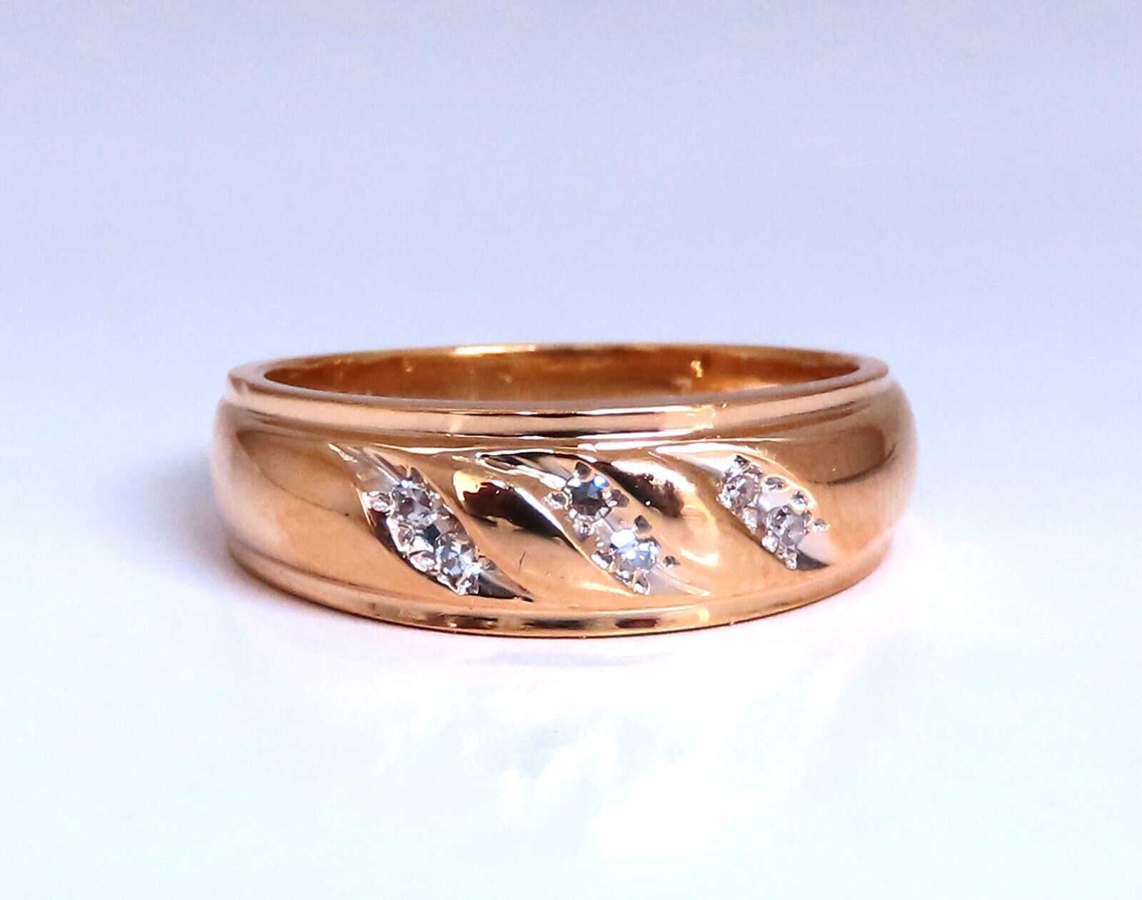 14K Gold Wave Pattern Diamond Band Ring - 0.08ct Natural Diamond Wedding Ring for Women, Perfect for Anniversary, Engagement or Everyday Elegant Jewelry