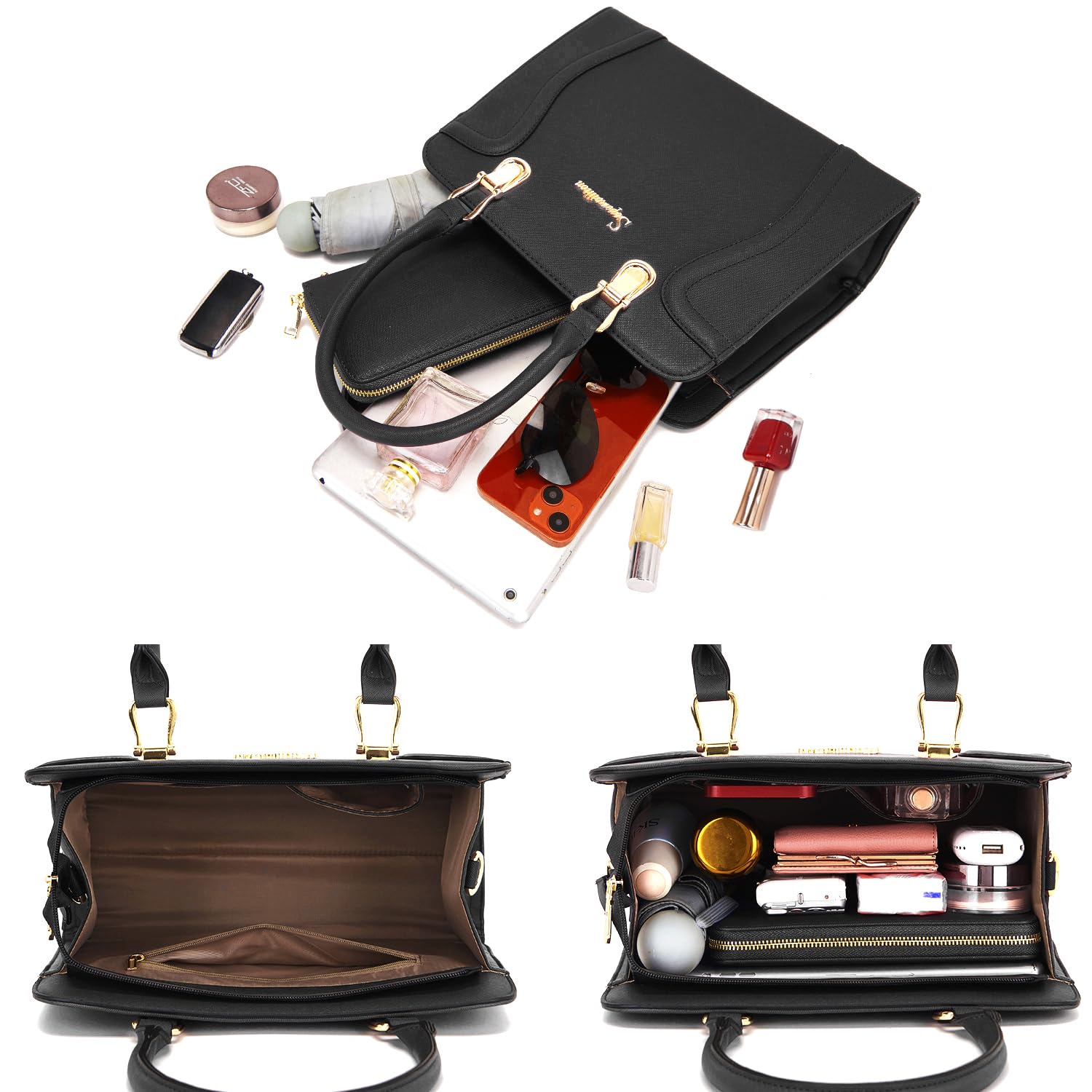 Soperwillton Women's Crossbody Shoulder Handbag Set - 3 Piece Tote, Satchel & Wallet Combo for Work, Travel & Everyday Use