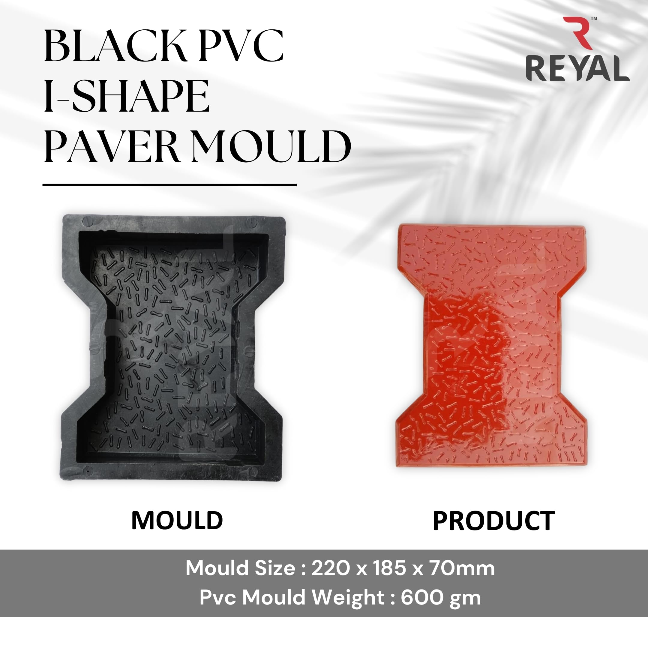 Reyal Dumbbell Paver Block Mould - Pack of 5 Black PVC Molds for Concrete Paving Stones | Heavy Duty Outdoor Walkway Maker | Made in India | Perfect for DIY Garden Paths, Patios & Driveway Projects