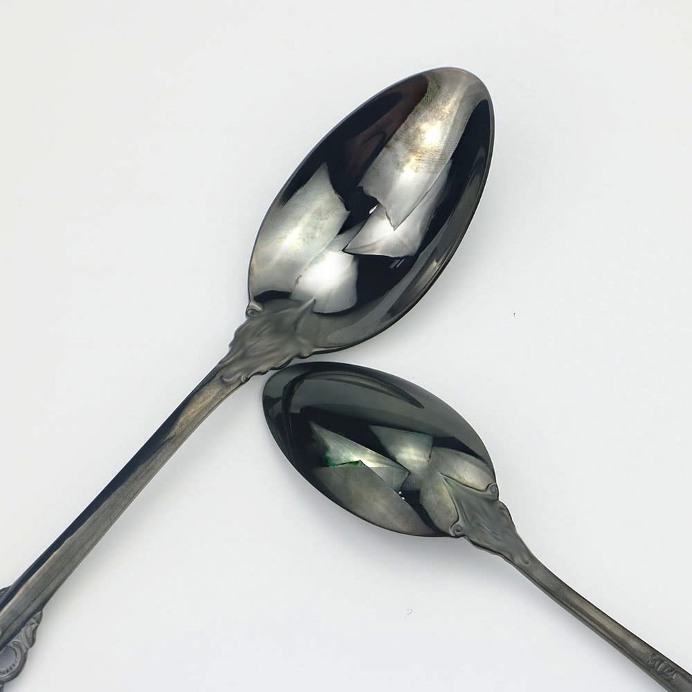 JASHII Retro Palace Coffee Spoon Flatware Set - 6-Piece Unique Stainless Steel Cutlery for Kitchen, Dining & Bar | Dishwasher Safe Shiny Black Tableware | Perfect for Coffee Shops, Restaurants & Home Entertaining