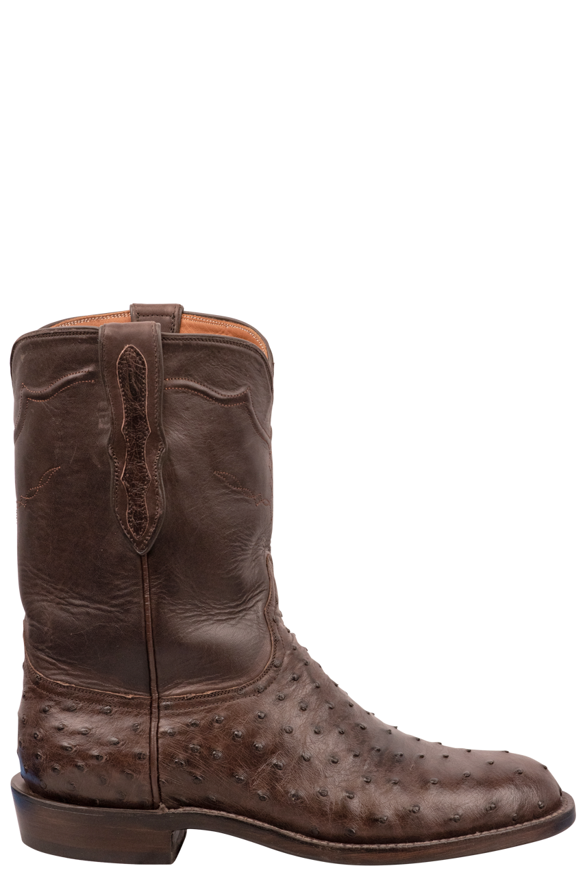 Premium Black Jack Full Quill Ostrich Roper Boots in Chocolate Brown - Western Cowboy Boots for Men, Durable & Comfortable for Riding, Work, and Everyday Wear