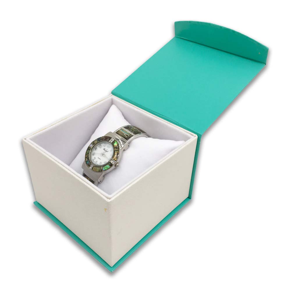 1 Qty - Teal Duck Magnetic Flap Watch & Jewelry Box with Textured Pillow Design - Elegant Gift Box for Women, Perfect for Storage & Display of Watches, Rings & Necklaces at Home or Travel