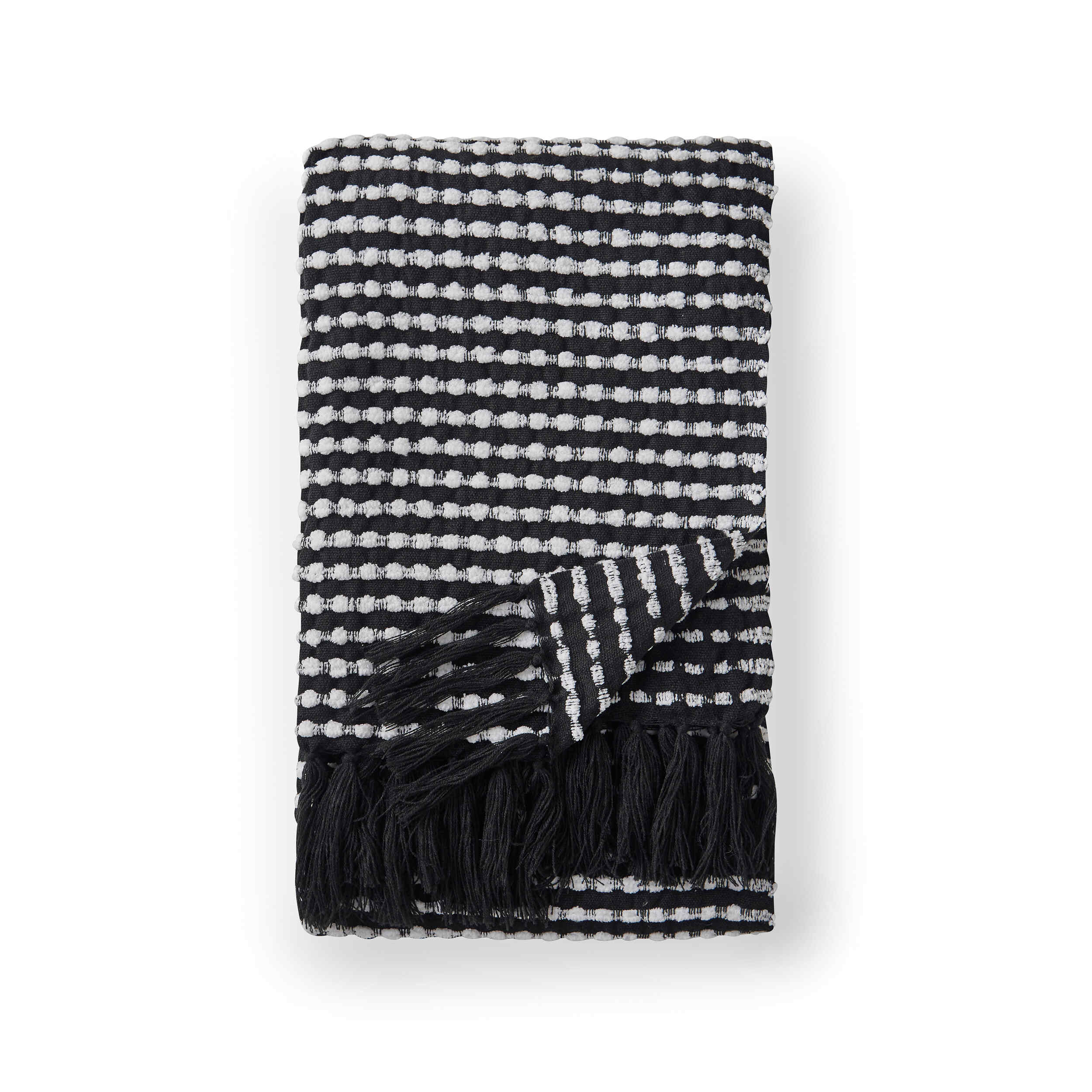 Catherine Lansfield Stab Stitch Throw Blanket - Soft & Cozy Black Knit Throw for Sofa, Bed & Couch - Perfect for Living Room, Bedroom & Home Decor