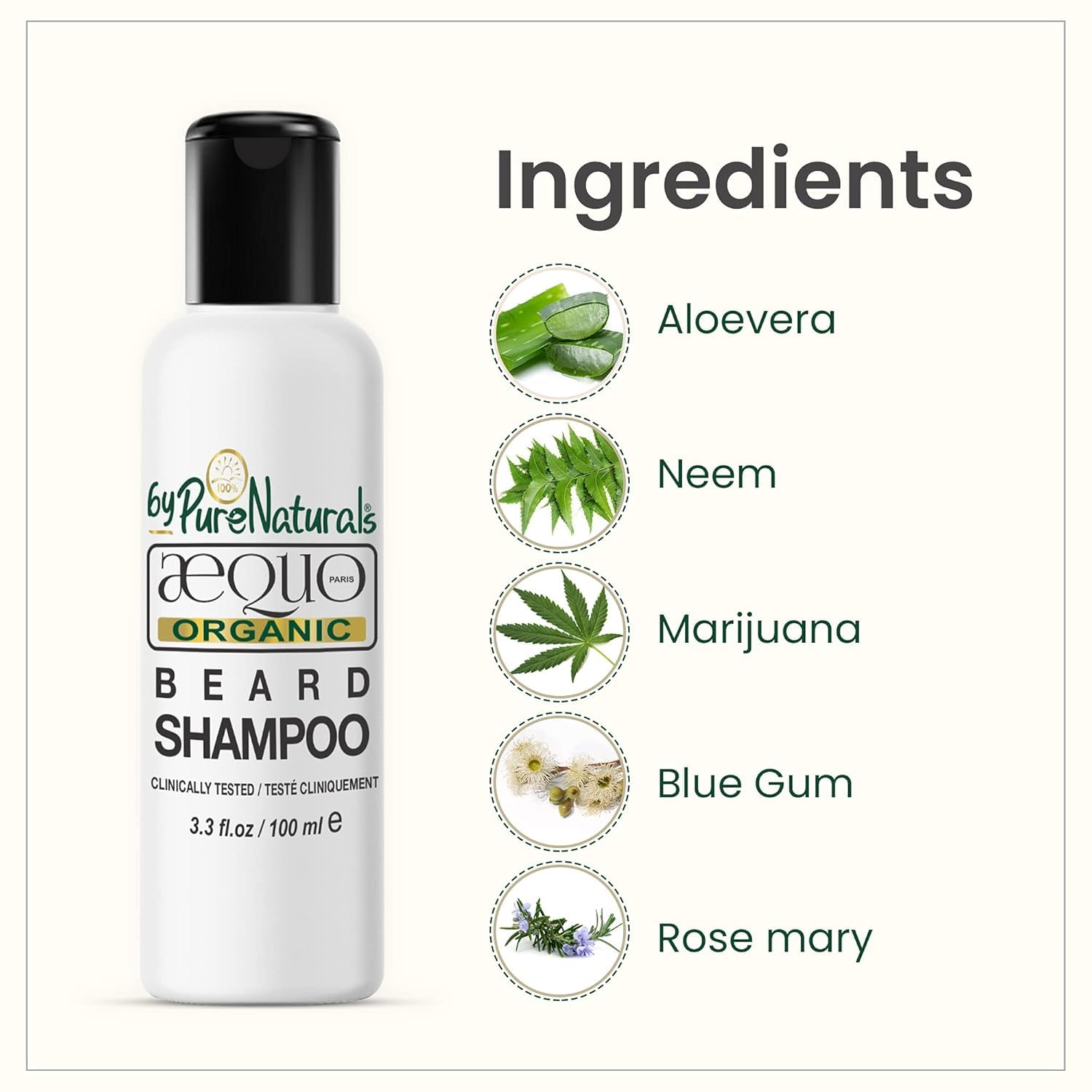 **Aequo Organic Beard Wash & Shampoo - Paraben-Free with Aloe Vera & Rosemary for Frizz-Free Beard Care - 100ml - Ideal for Daily Grooming & Softening**
