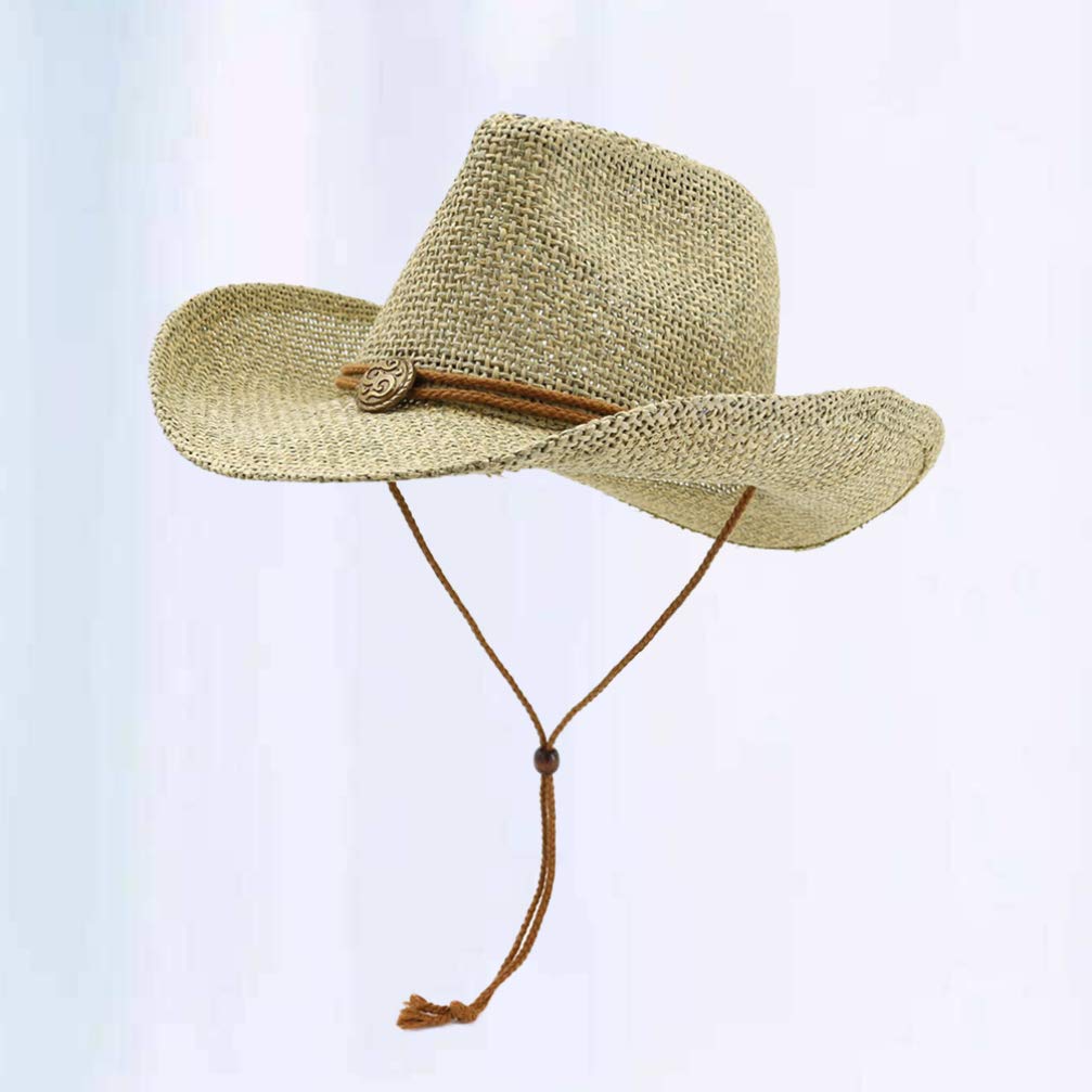 Stylish Khaki Straw Visor Hat for Women - Sun Protection Bucket Hat with Wide Brim - Perfect for Beach, Fishing, and Outdoor Summer Activities