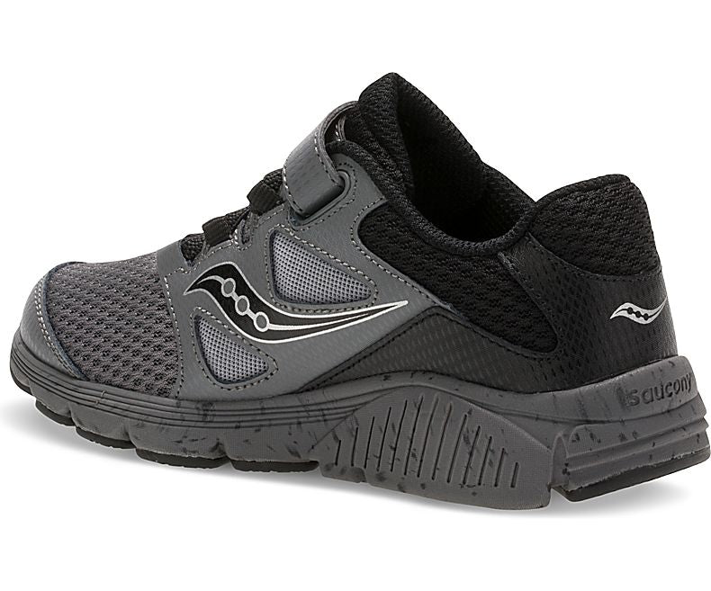 Saucony Kotaro 4 A/C Kids Running Shoes - Black/Grey - Lightweight Breathable Sneakers for Boys & Girls - Perfect for School, Sports & Daily Activities
