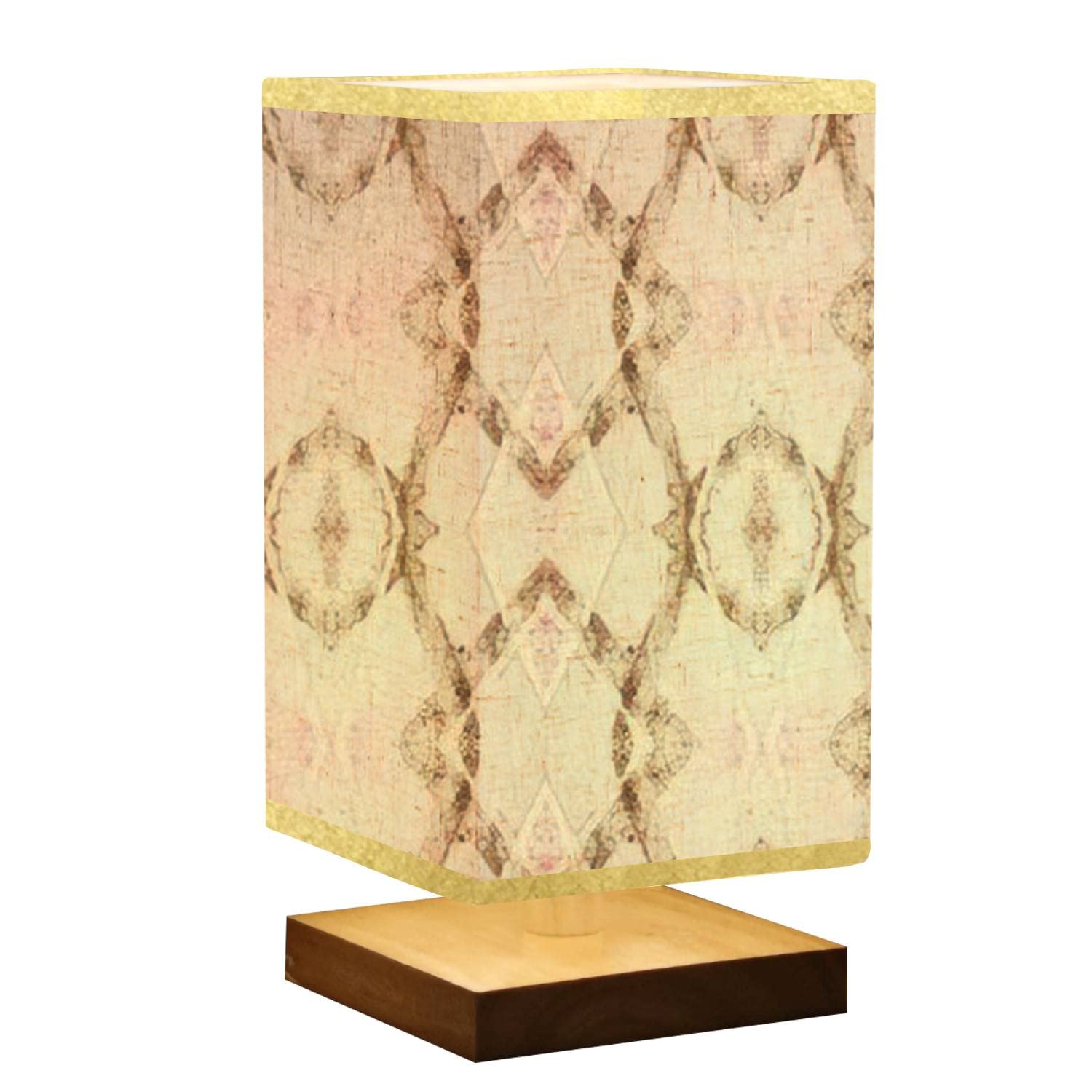 Modern Dimmable Wood Base Bedside Table Lamp with Flaxen Fabric Shade - Handcrafted Zig Zag Design, Colorful Soft Pencil Line Art - Perfect for Nightstand, Bedroom, Living Room & Office Decor