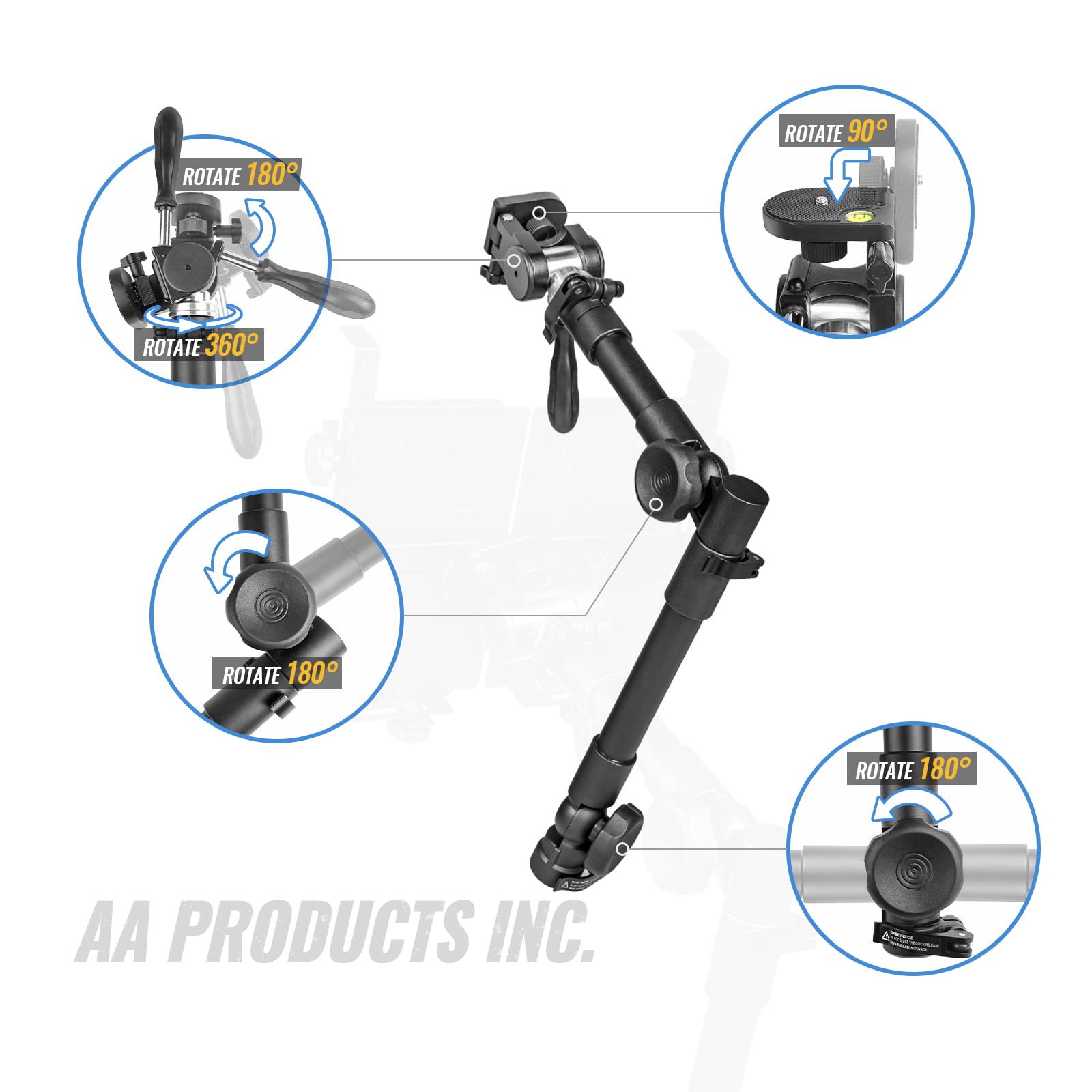 AA-Products T-100AT Aluminum Universal Laptop Mount Holder for Trucks, Vans, Cars & SUVs - Secure In-Vehicle Computer Stand for Work or Travel