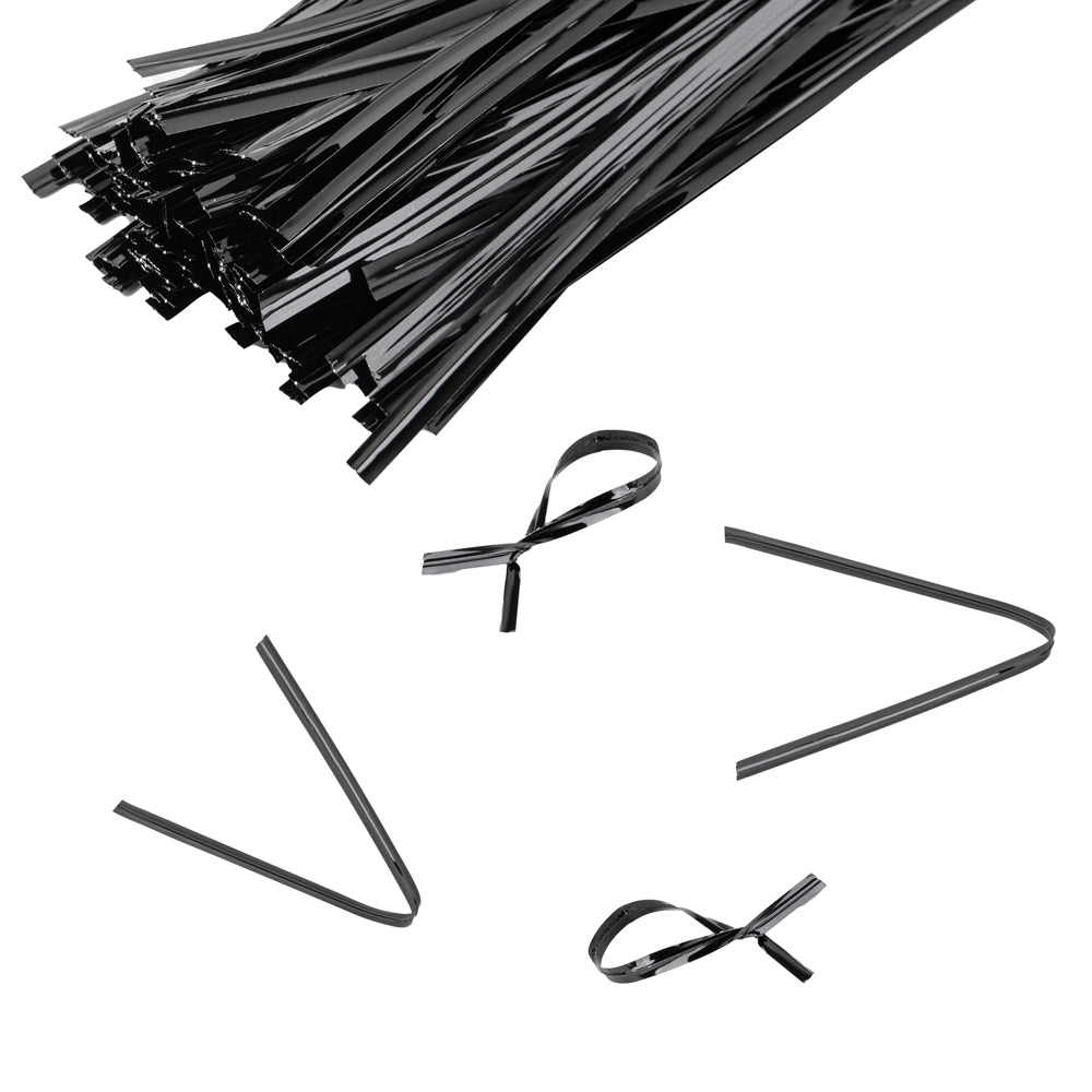 Bag Tek Black Metallic Twist Ties - 500 Count Box | Reusable Cable Ties for Food Storage, Gift Wrapping & Organization | Secure Sealing Solution for Bags, Bundles & Packaging