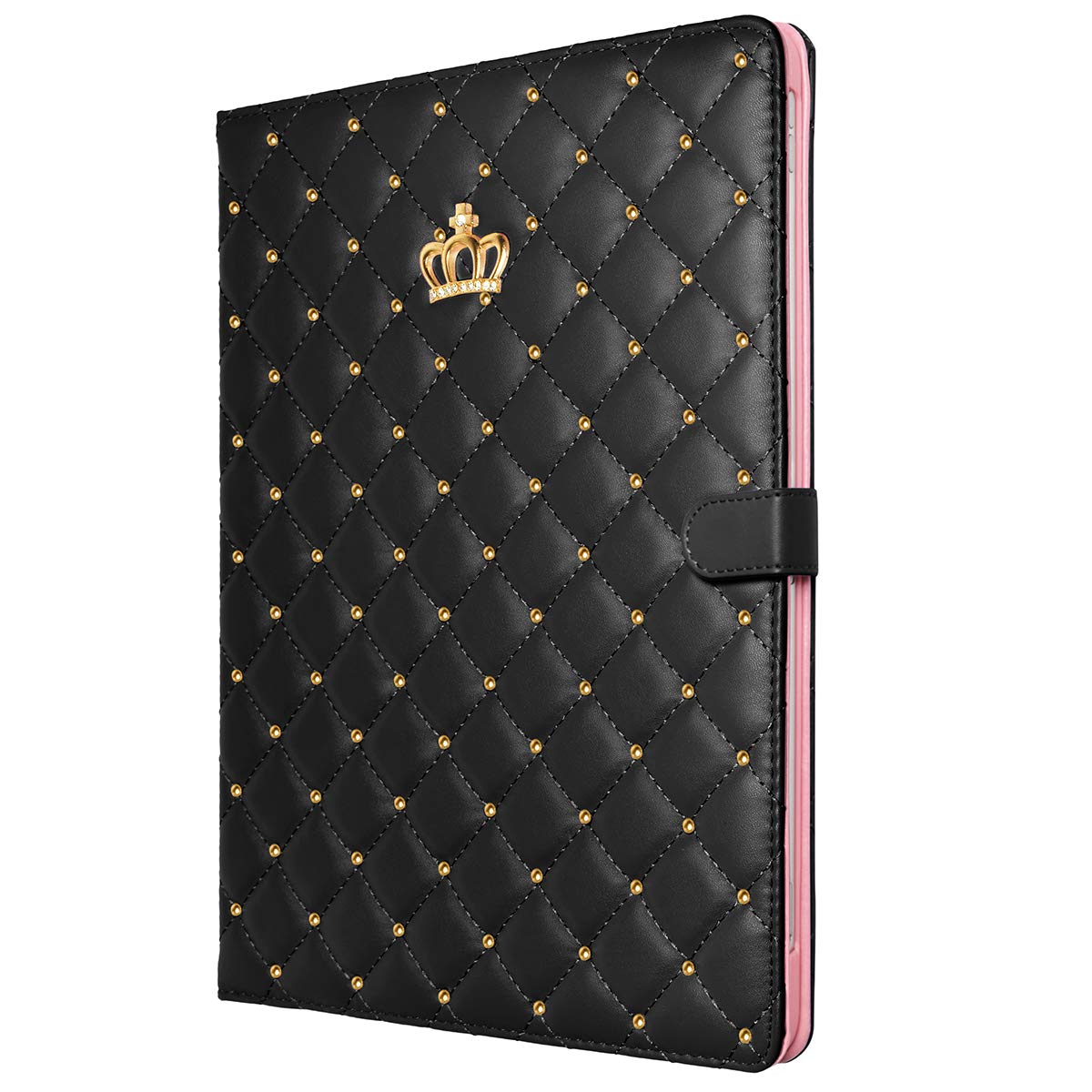 Topwin Cute Crown Case for iPad Air 11-inch M2 & iPad Pro 11 Inch - Bling Diamond PU Leather Smart Cover with Auto Sleep/Wake Function (Black) | Perfect for Work, School & Travel Protection