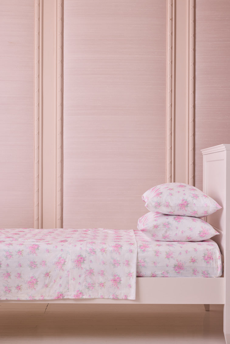 Luxury Floral Cotton Sateen Sheet Set - Queen Size 4-Piece Bedding Set with Deep Pockets - Soft & Breathable for All Seasons - Perfect for Master Bedroom, Guest Room & Vacation Homes