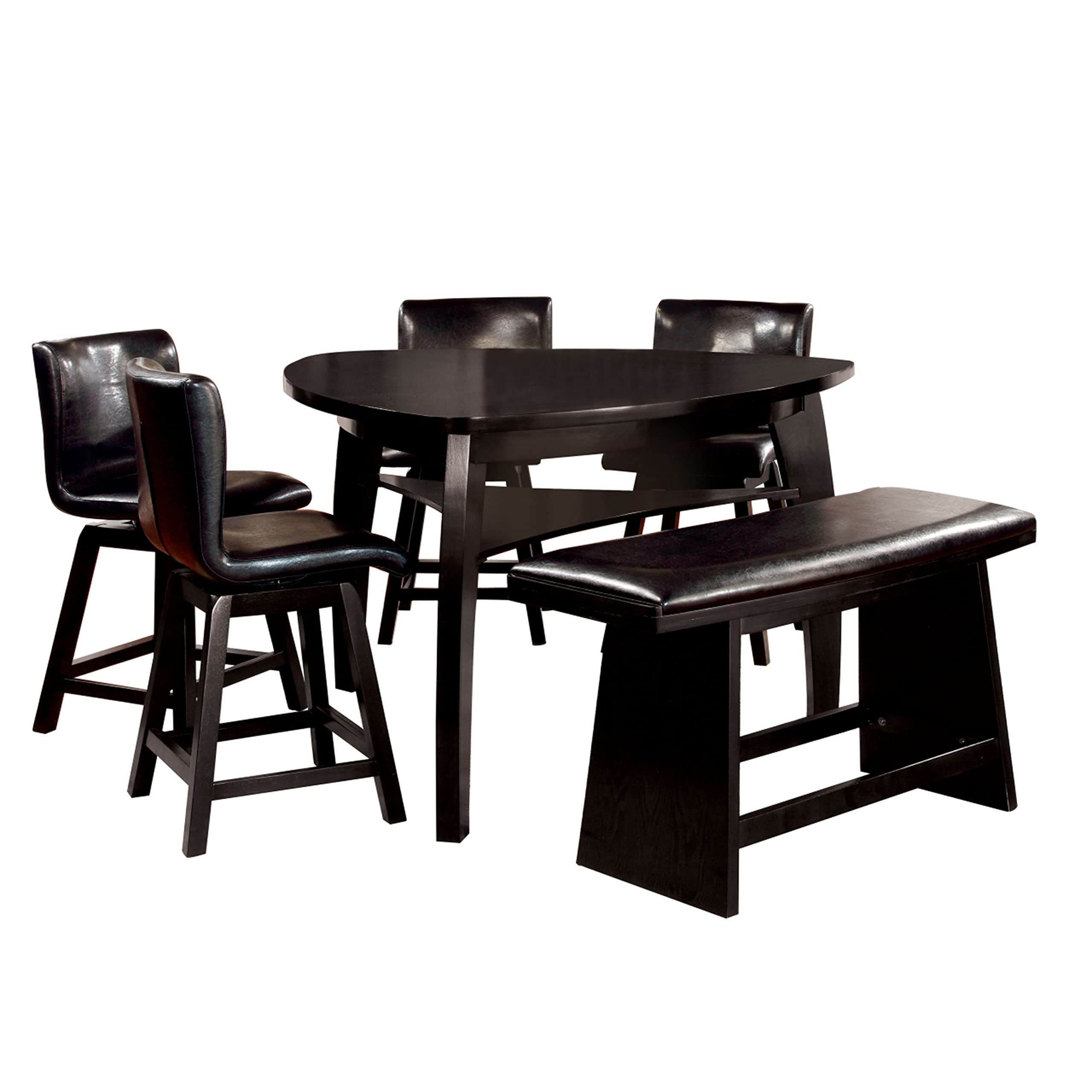 Furniture of America Hurley Morley 6-Piece Pub Dining Set in Black - Perfect for Kitchen, Bar, Patio & Outdoor Entertaining