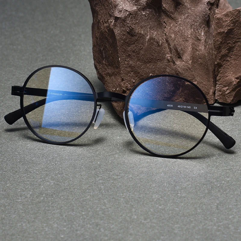Stylish Black Titanium Round Eyeglasses for Women - Lightweight Full Rim Frame S80996 | Perfect for Office, Reading & Everyday Wear