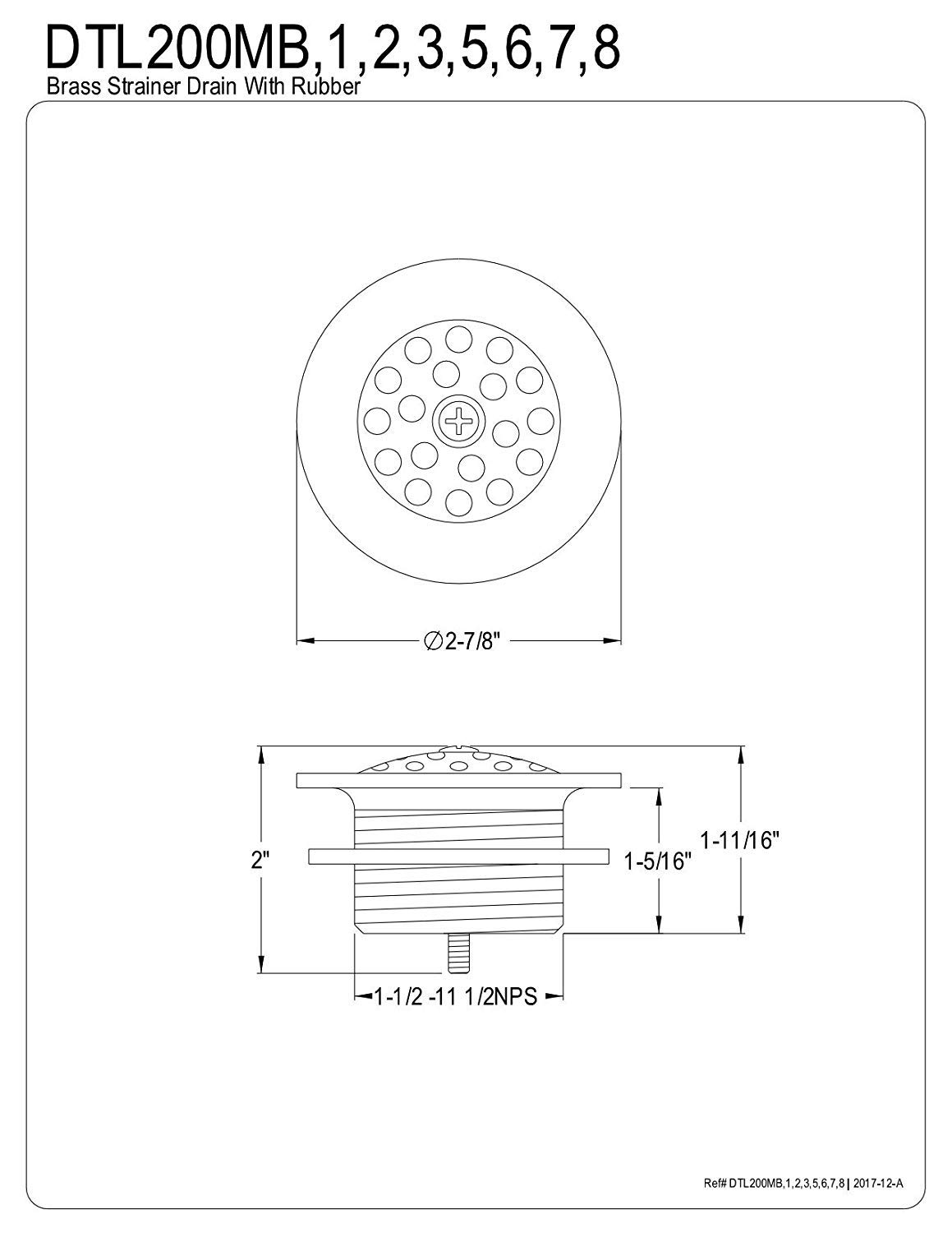 Kingston Brass Made to Match Tub Drain Strainer & Grid - Premium Bathroom Drain Cover for Bathtubs & Showers - Perfect for Home Renovation & Plumbing Upgrades