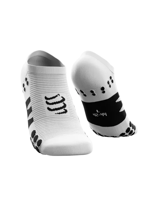 Compressport Unisex No Show Socks - Breathable Athletic Socks for Running, Gym & Casual Wear - White/Black Pair - Low Cut Invisible Socks for Men & Women