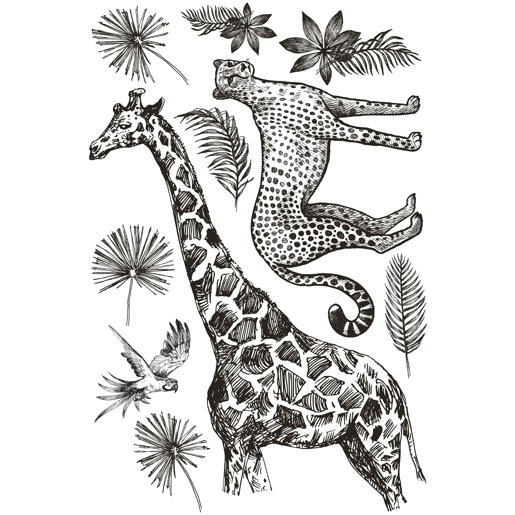 Kids Wall Decals - Savannah Animal Nursery Stickers for Baby Room Decor | Large Peel & Stick Wall Art (47