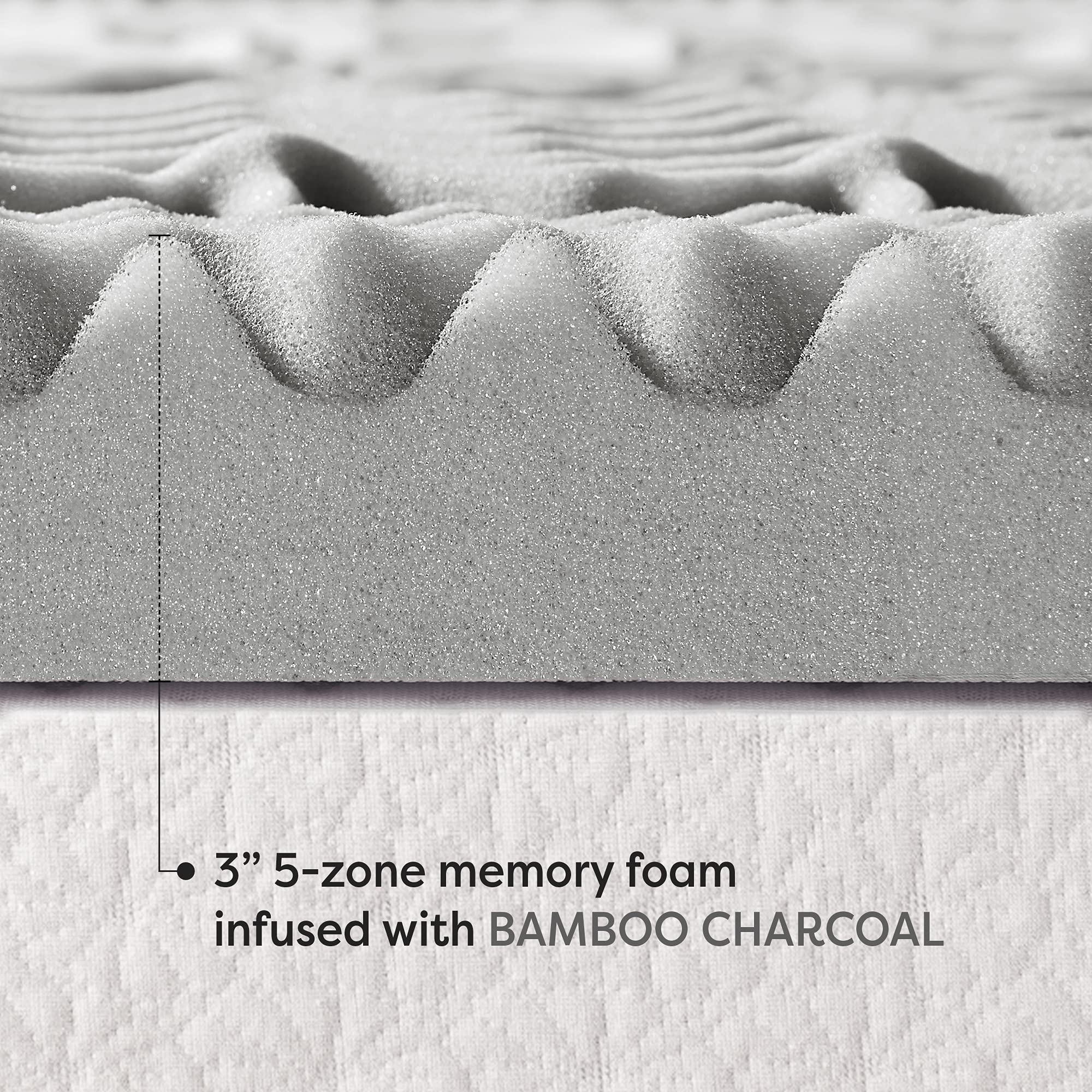 3 Inch 5-Zone Memory Foam Mattress Topper with Plant-Based Infusion - CertiPUR-US Certified Cooling Mattress Pad for Pressure Relief - Full Size Grey Bed Topper for Back Pain & Hot Sleepers - Perfect for Guest Beds, Dorm Rooms & Home Comfort Upgrade