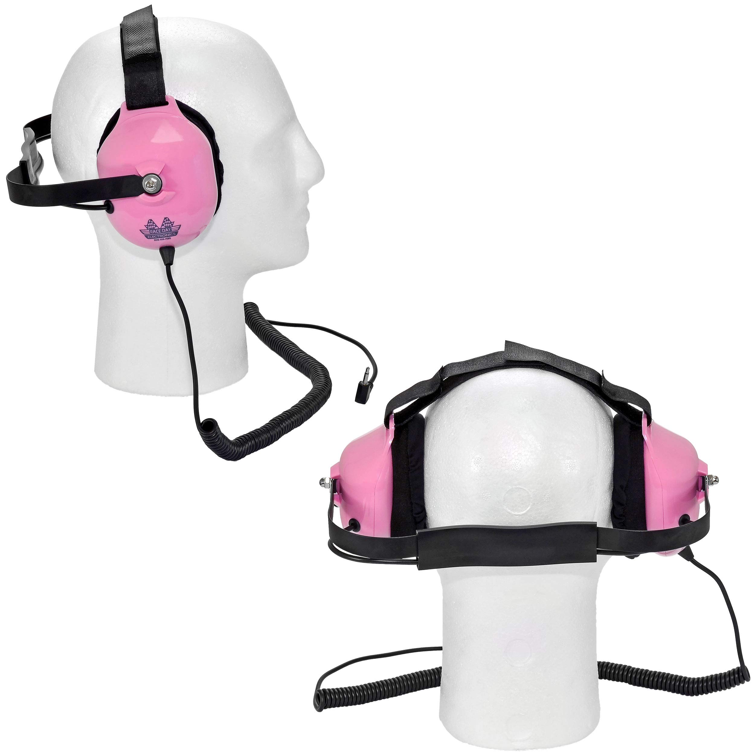Noise-Reducing Race Scanner Headphones - Pink Wireless Earbuds for Motorsports, Aviation & Police Communications - RDE-058-PINK - Perfect for Racing Enthusiasts, Pilots & First Responders