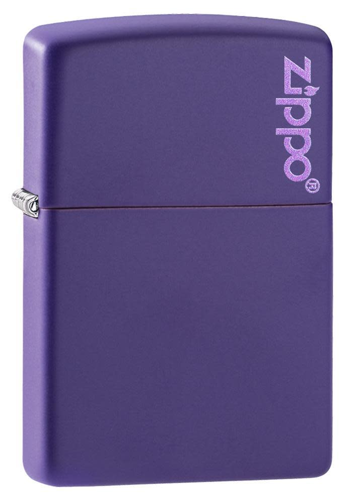 Classic Purple Matte Zippo Lighter with Logo - Windproof Refillable Metal Lighter for Outdoor Camping, Smoking & Survival Kits