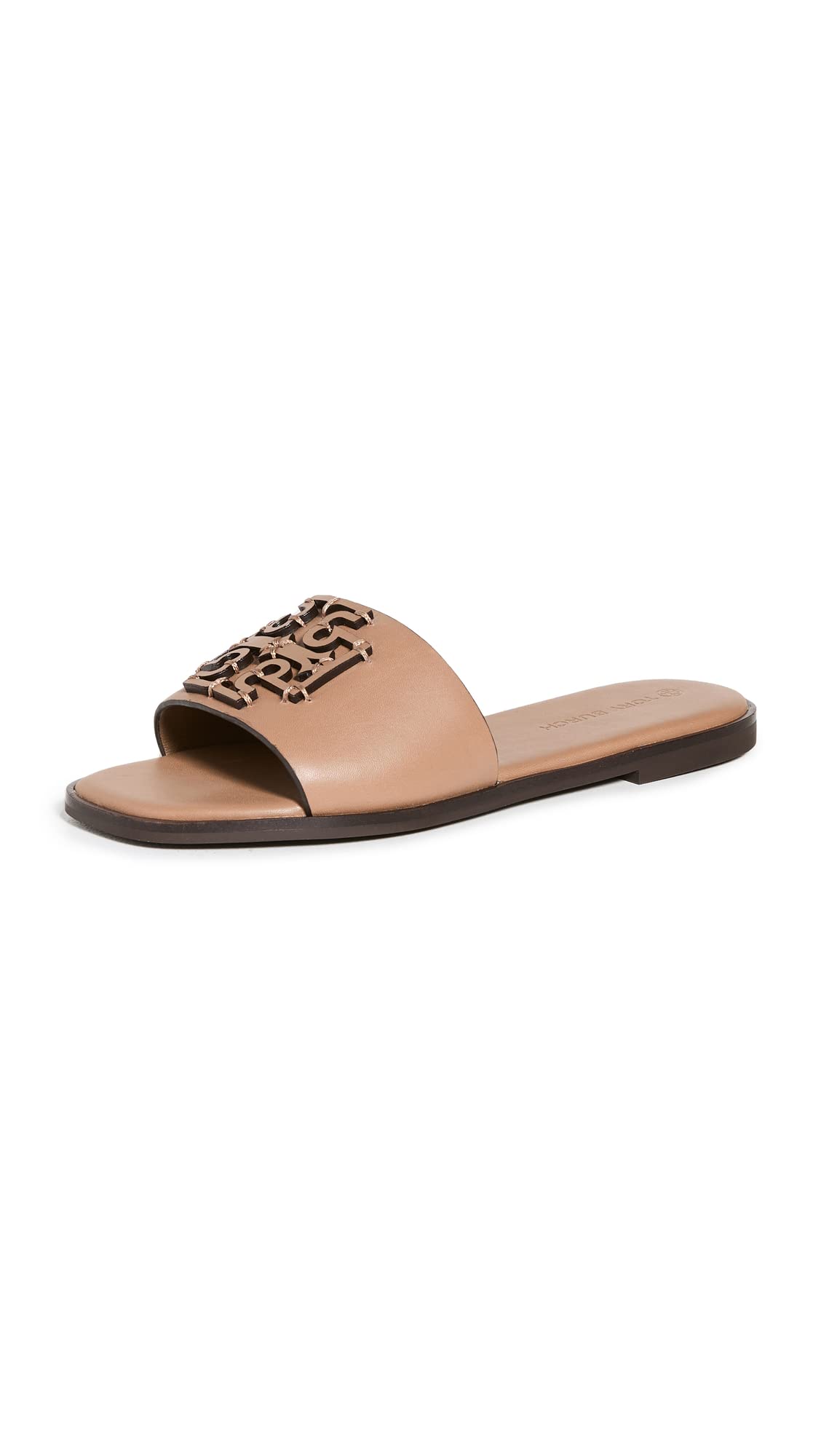 Tory Burch Women's INES Slides - Comfortable Leather Sandals for Summer, Beach & Casual Wear | Slip-On Slide Sandals with Cushioned Footbed | Fashionable & Versatile Footwear for Women