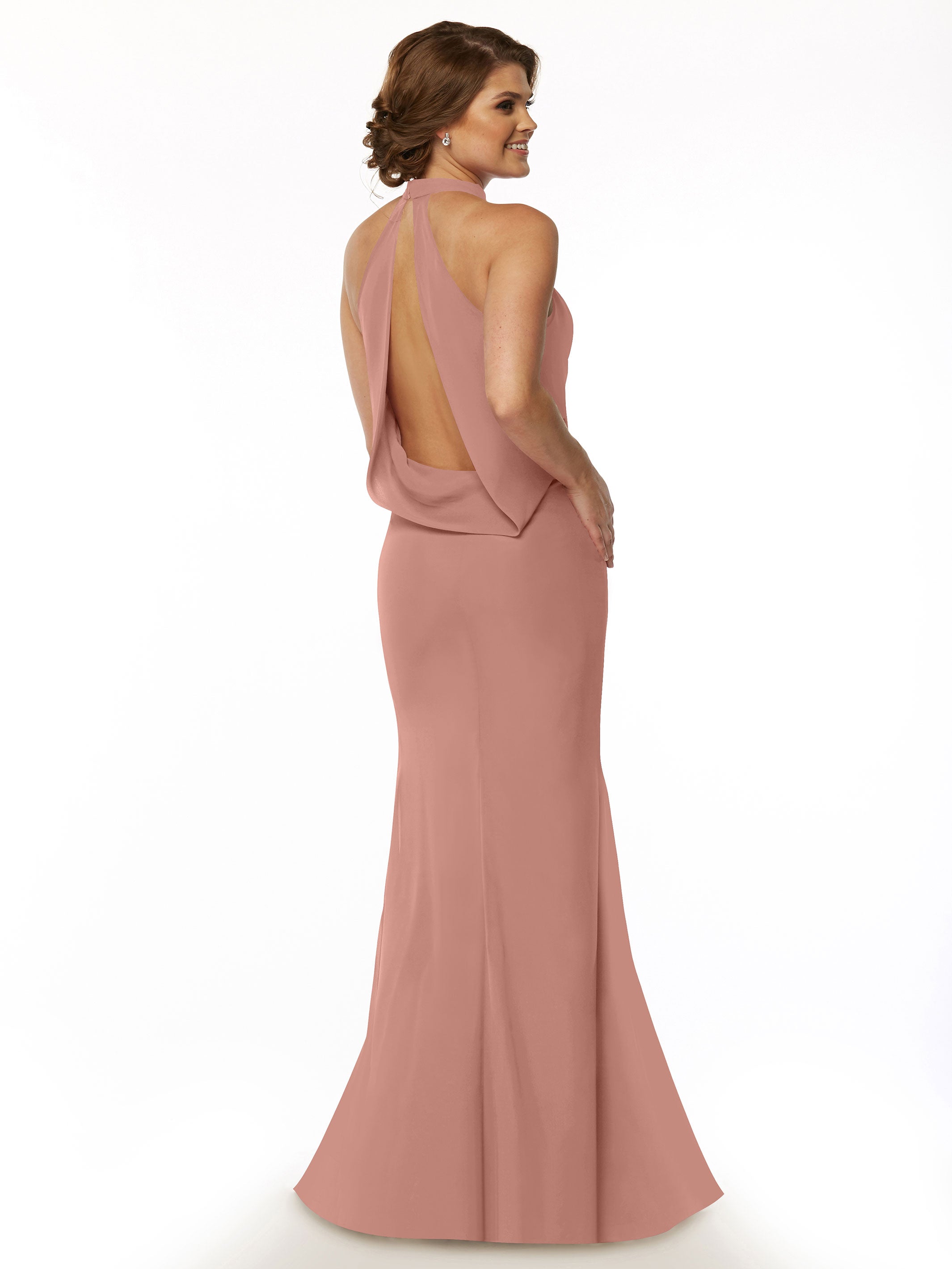 Elegant Mermaid Bridesmaid Dress with Halter Neckline - Perfect for Beach Weddings, Formal Events & Special Occasions | Style 80068
