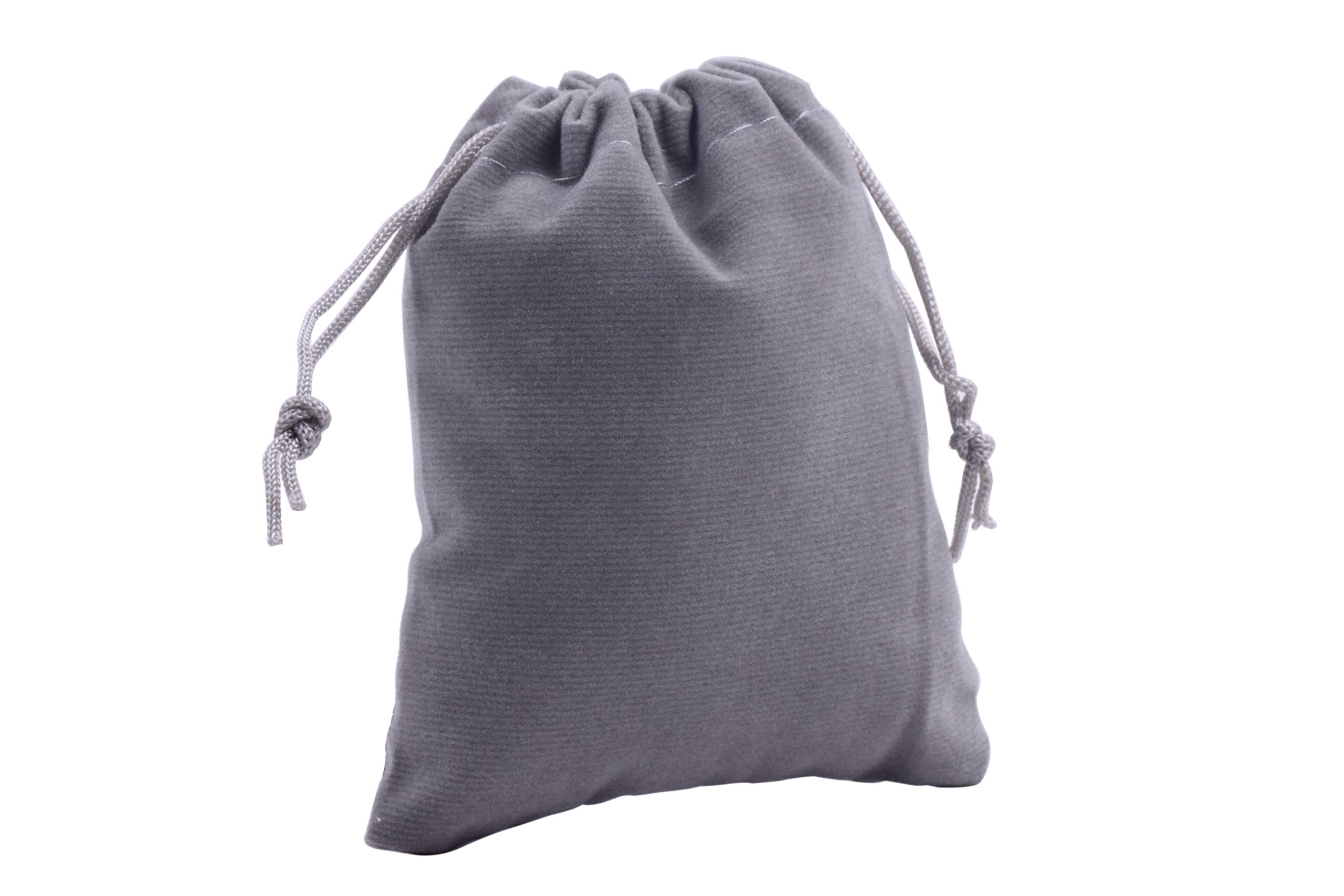 50 Pack Small Grey Velvet Drawstring Gift Bags - 2.8x3.6 Inch Jewelry Pouches for Wedding Favors, Party Favors, Candy Bags - Perfect for Bridal Shower, Birthday Gifts & Small Item Storage
