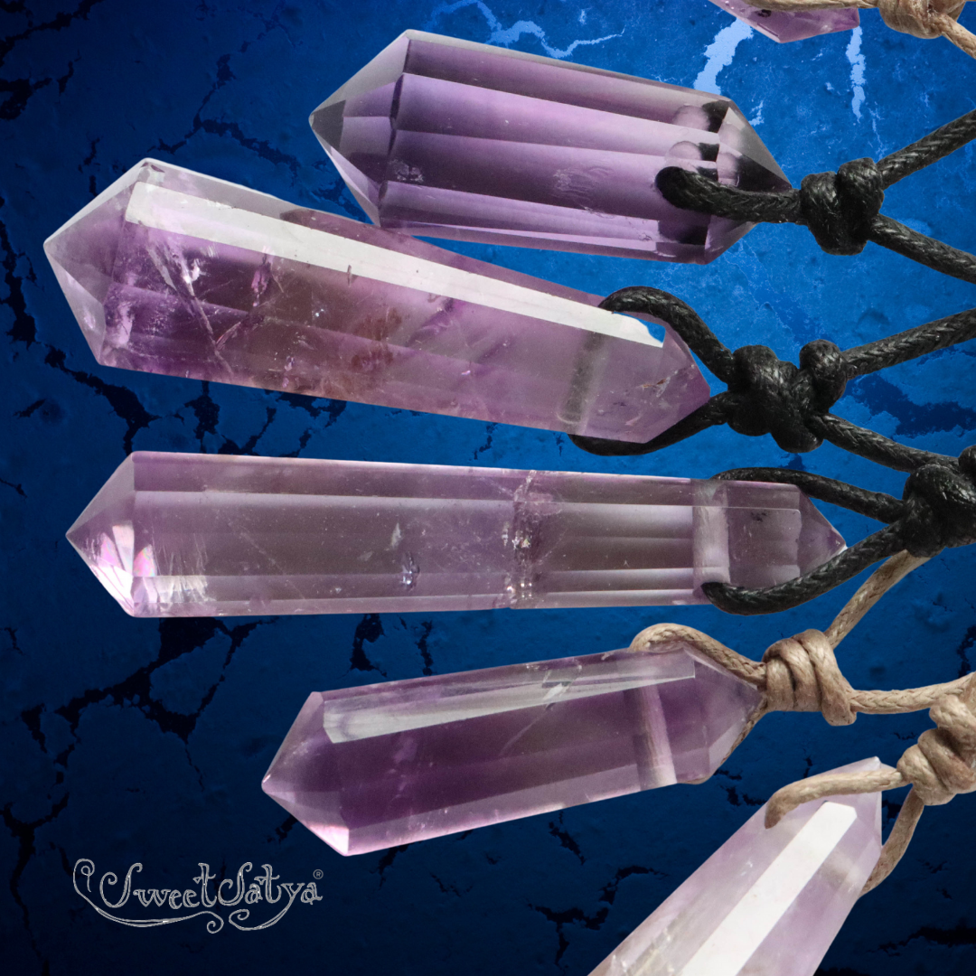 Natural Amethyst Vogel Pendant Necklace - Healing Crystal Jewelry for Women - Perfect for Meditation, Yoga & Spiritual Gifts