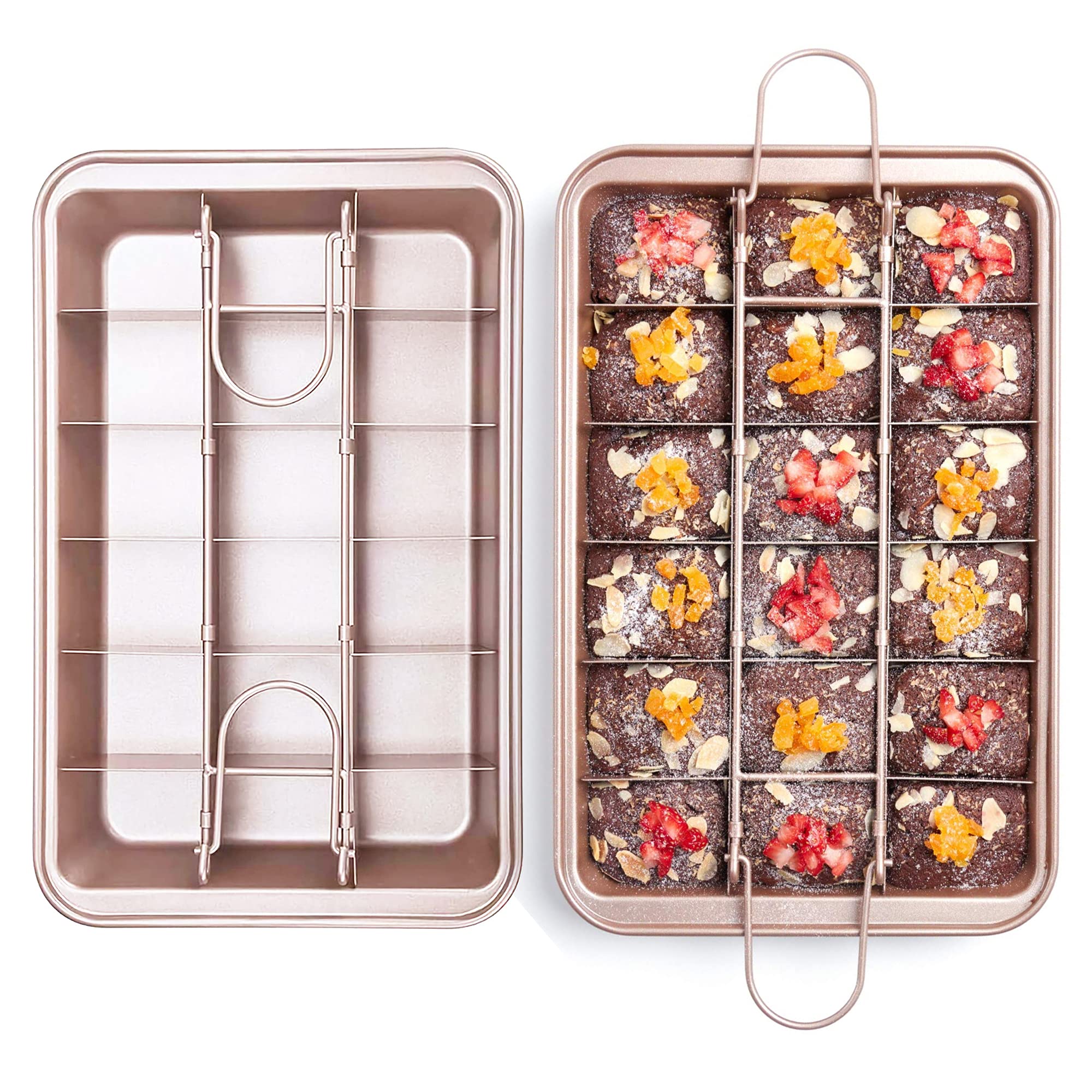 Eirdary Non-Stick Brownie Pan with Built-in Dividers - 18 Pre-Sliced Square Baking Tray, Dishwasher & Metal Utensil Safe (Silver) | Perfect for Homemade Brownies, Party Desserts & Holiday Baking